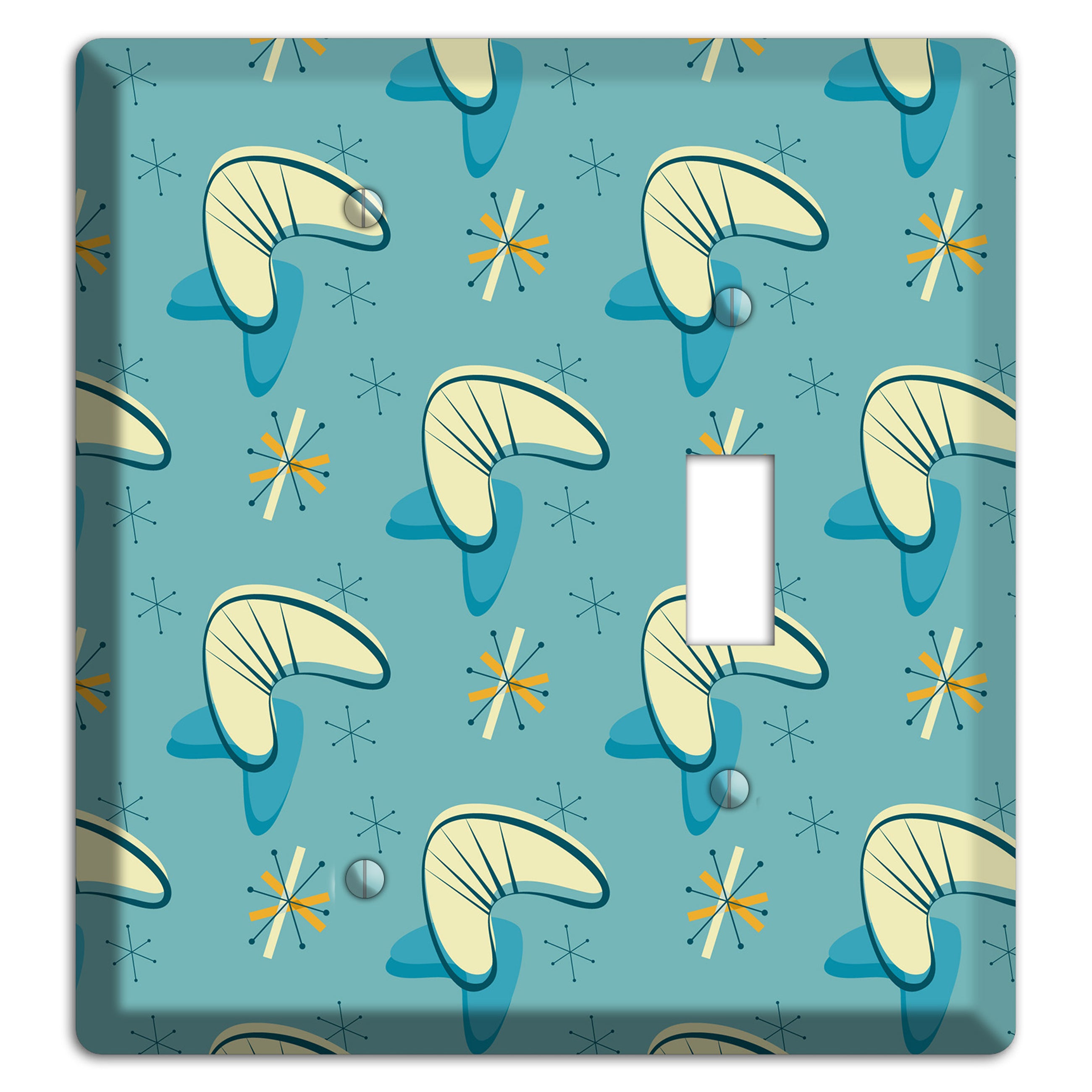 Yellow and Blue Boomerang Blank / Toggle Wallplate