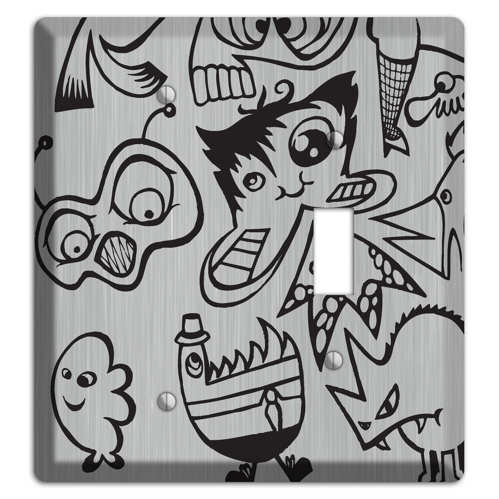 Whimsical Faces 3 Stainless Steel Blank / Toggle Wallplate