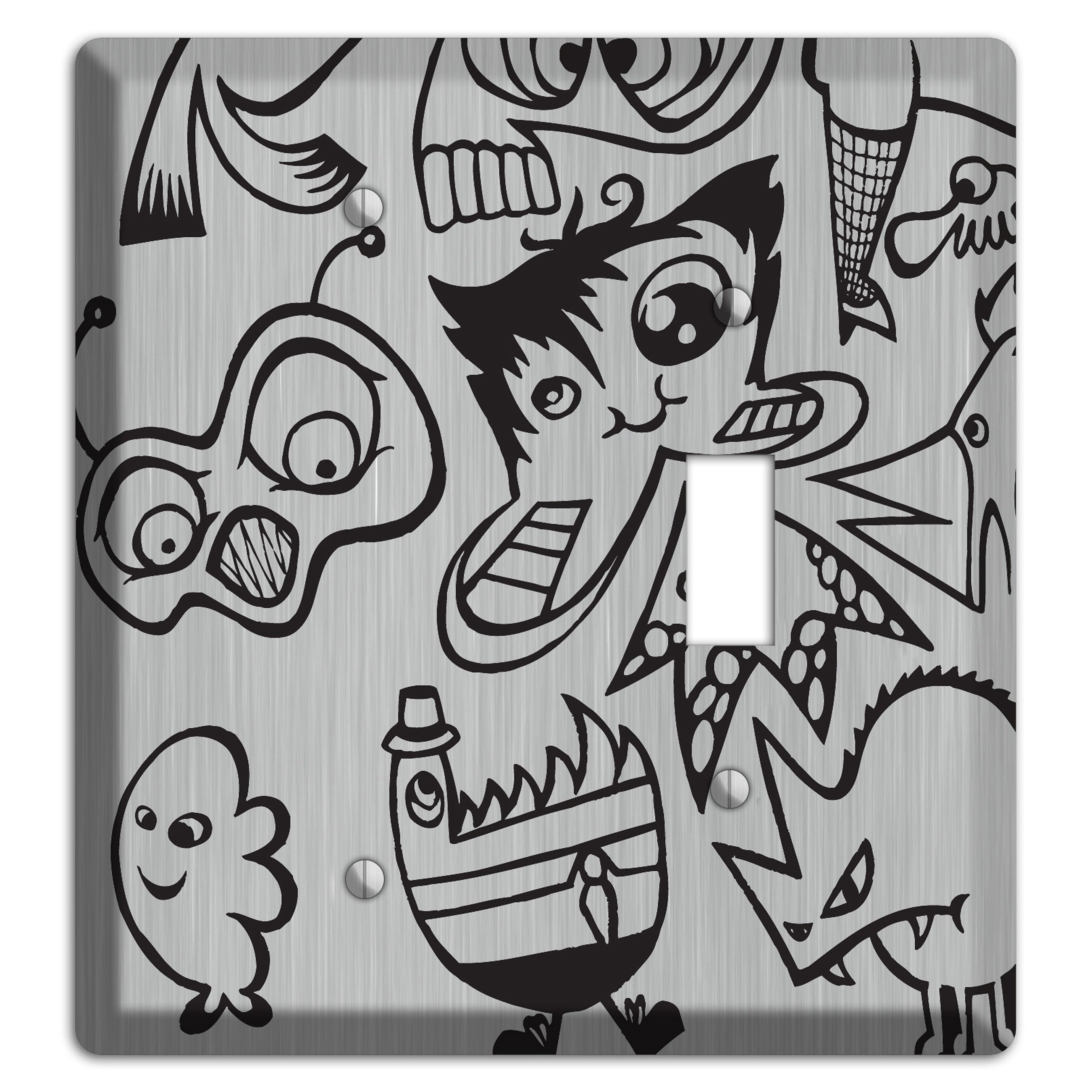 Whimsical Faces 3  Stainless Blank / Toggle Wallplate