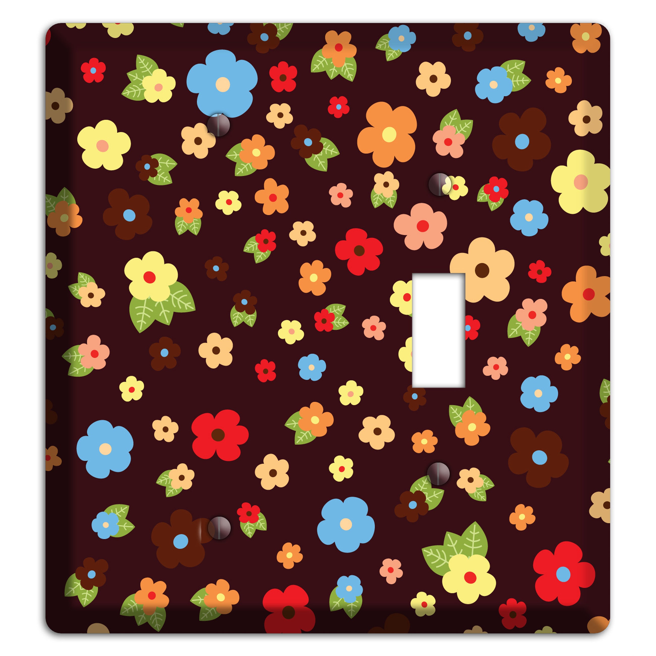 Brown Tiny Delicate Flowers Blank / Toggle Wallplate