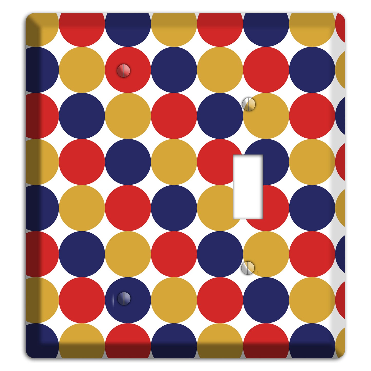 Mustard Red Purple Tiled Dots Blank / Toggle Wallplate