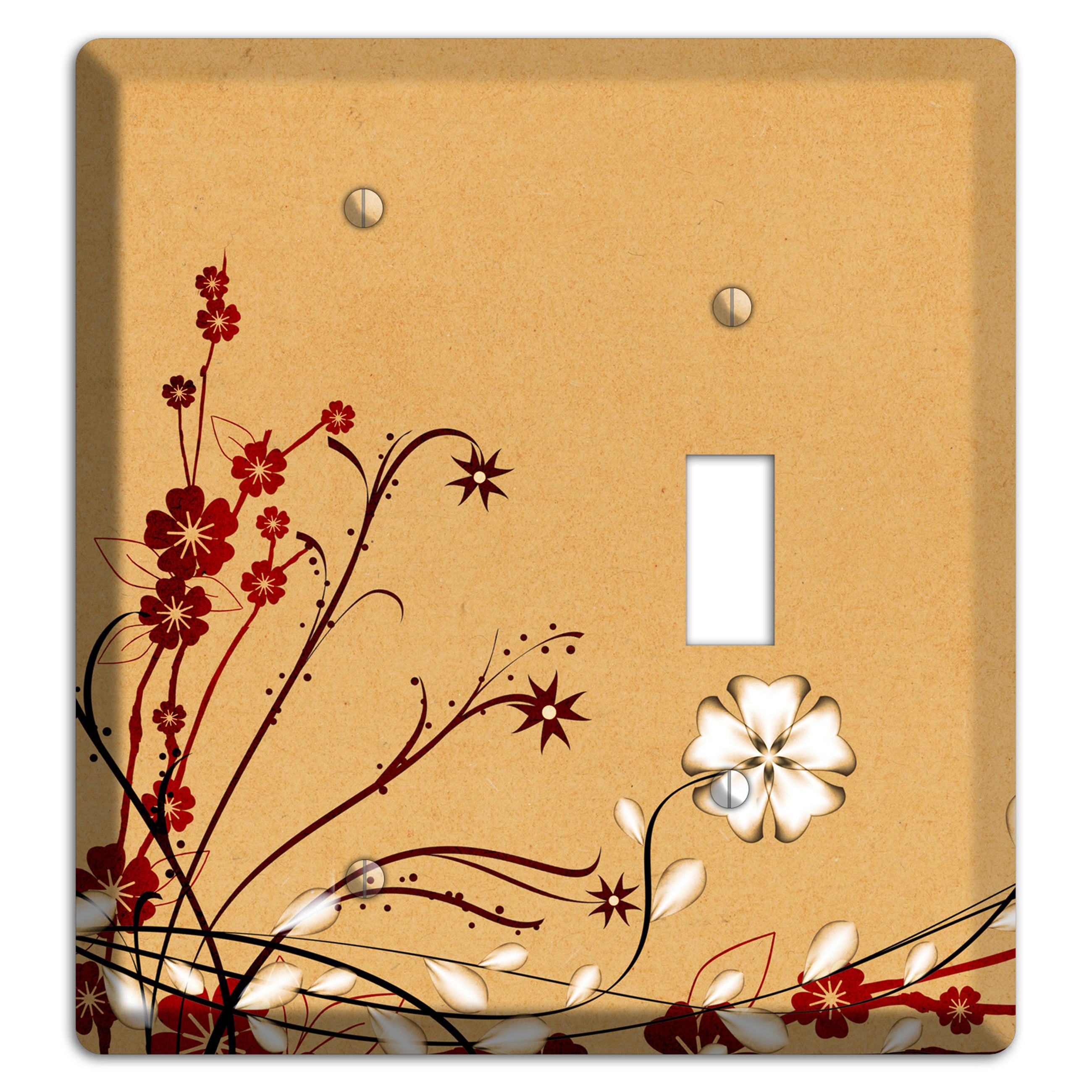 Delicate Red Flowers Blank / Toggle Wallplate