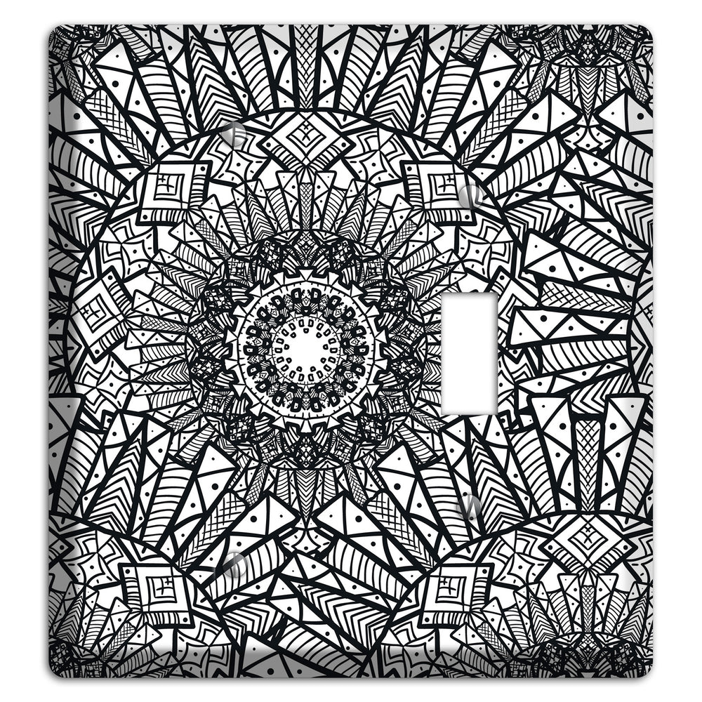 Mandala Black and White Style X Cover Plates Blank / Toggle Wallplate