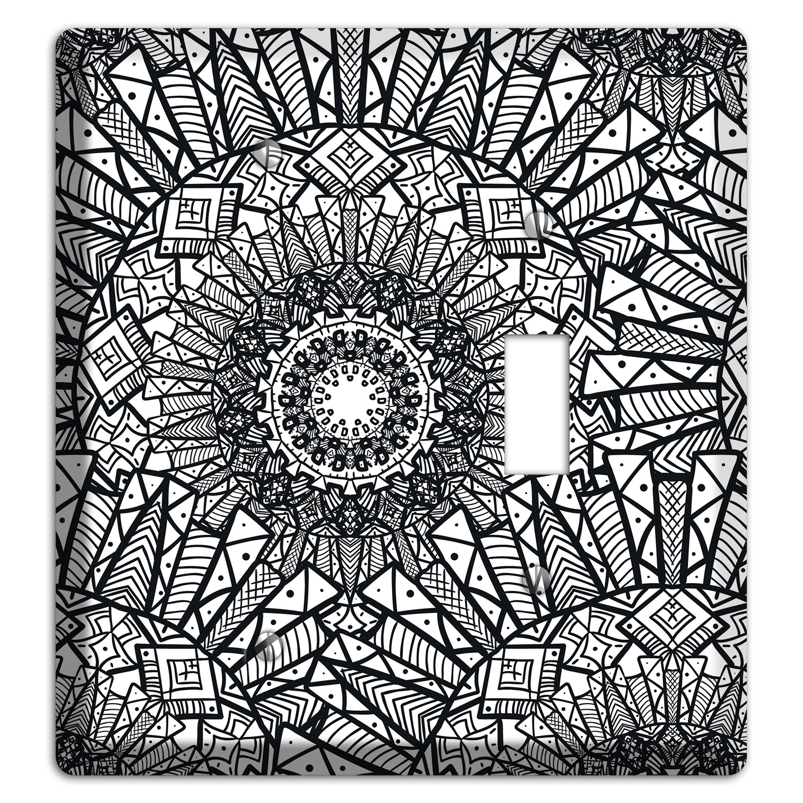 Mandala Black and White Style X Cover Plates Blank / Toggle Wallplate