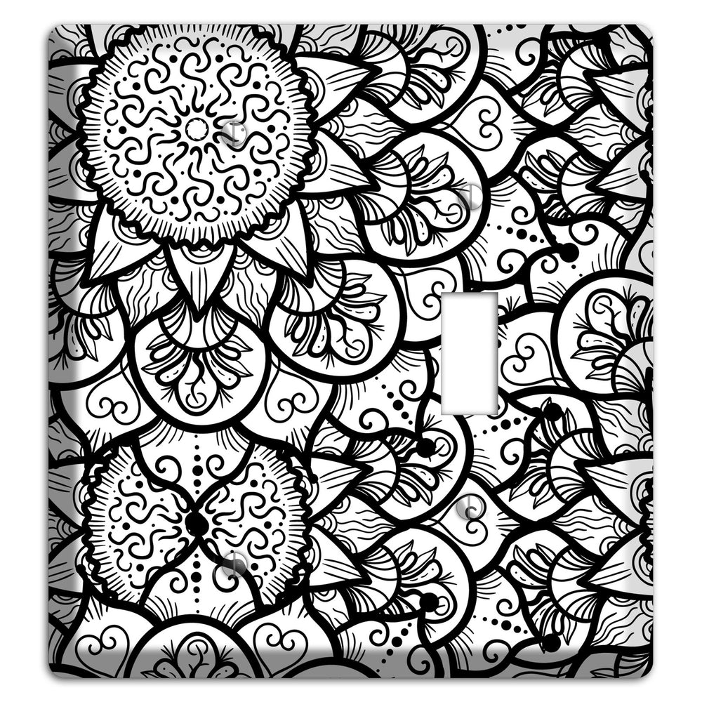Mandala Black and White Style W Cover Plates Blank / Toggle Wallplate