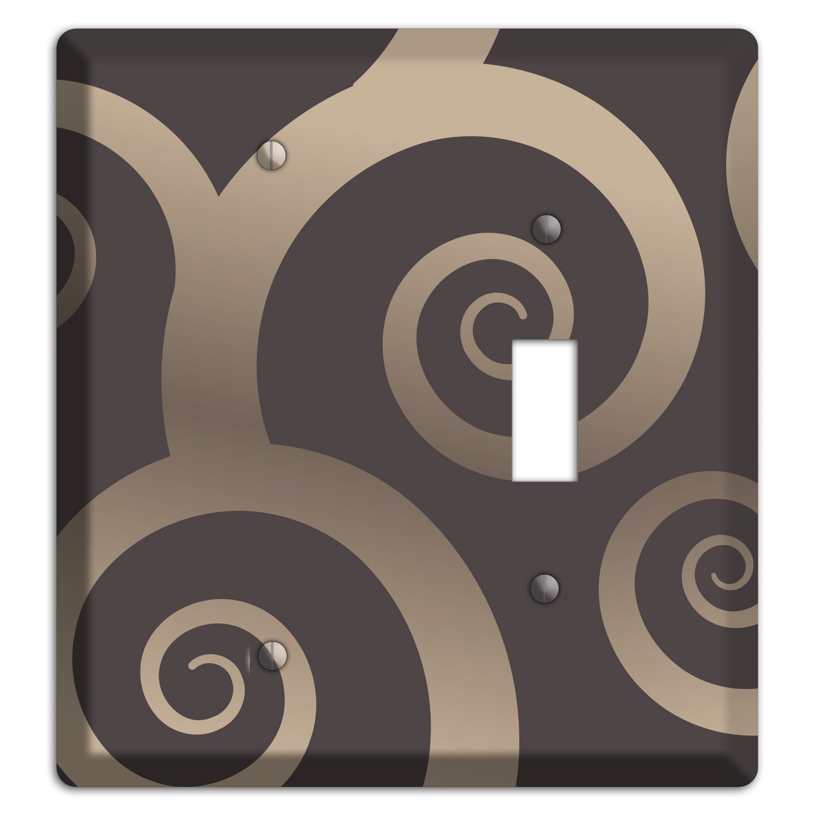 Brown with Beige Large Swirl Blank / Toggle Wallplate