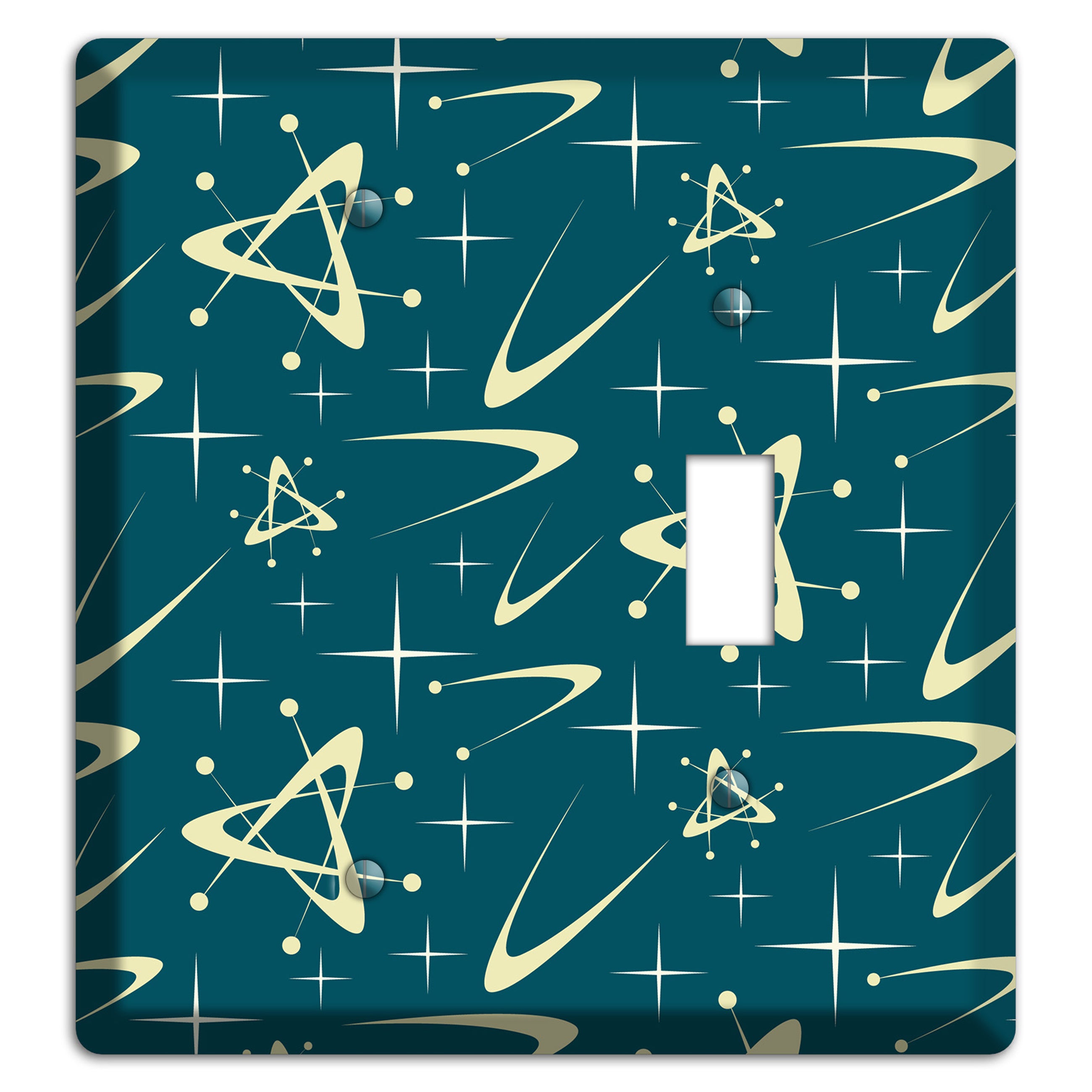 Teal and Yellow Atomic Blank / Toggle Wallplate
