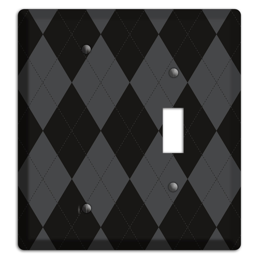 Black and Grey Argyle Blank / Toggle Wallplate