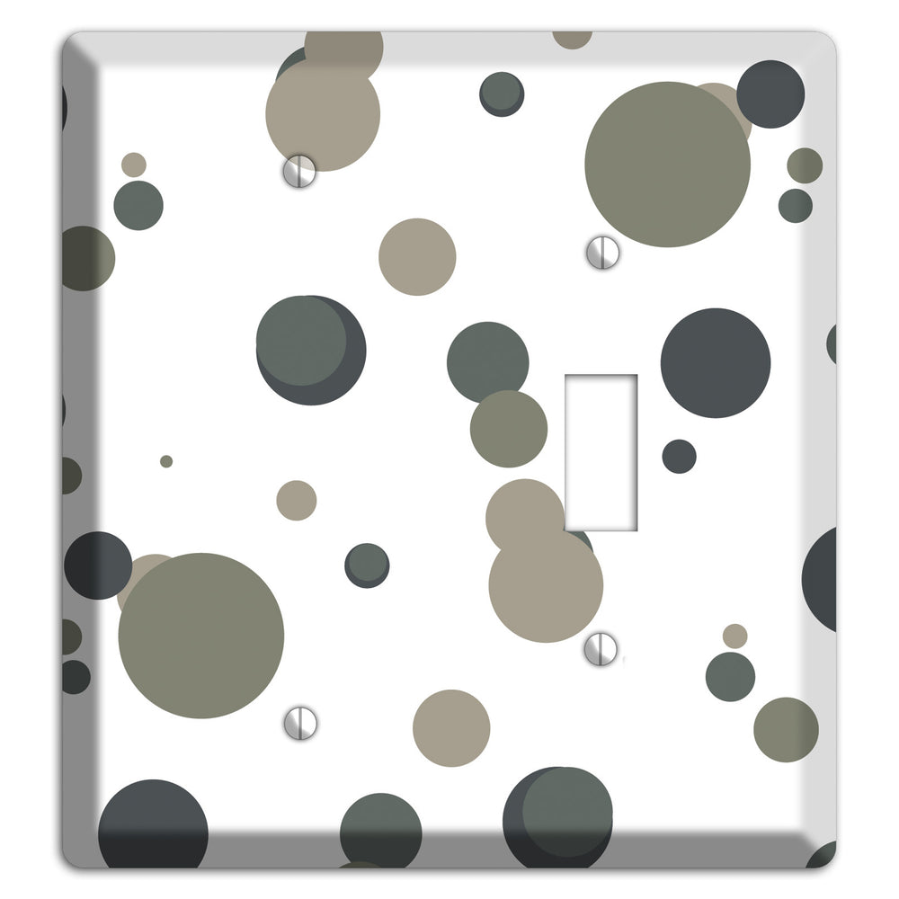White with Multi Grey Medium Dots Blank / Toggle Wallplate