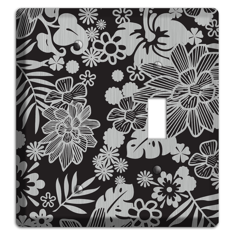 Black with Stainless Steel Tropical Blank / Toggle Wallplate
