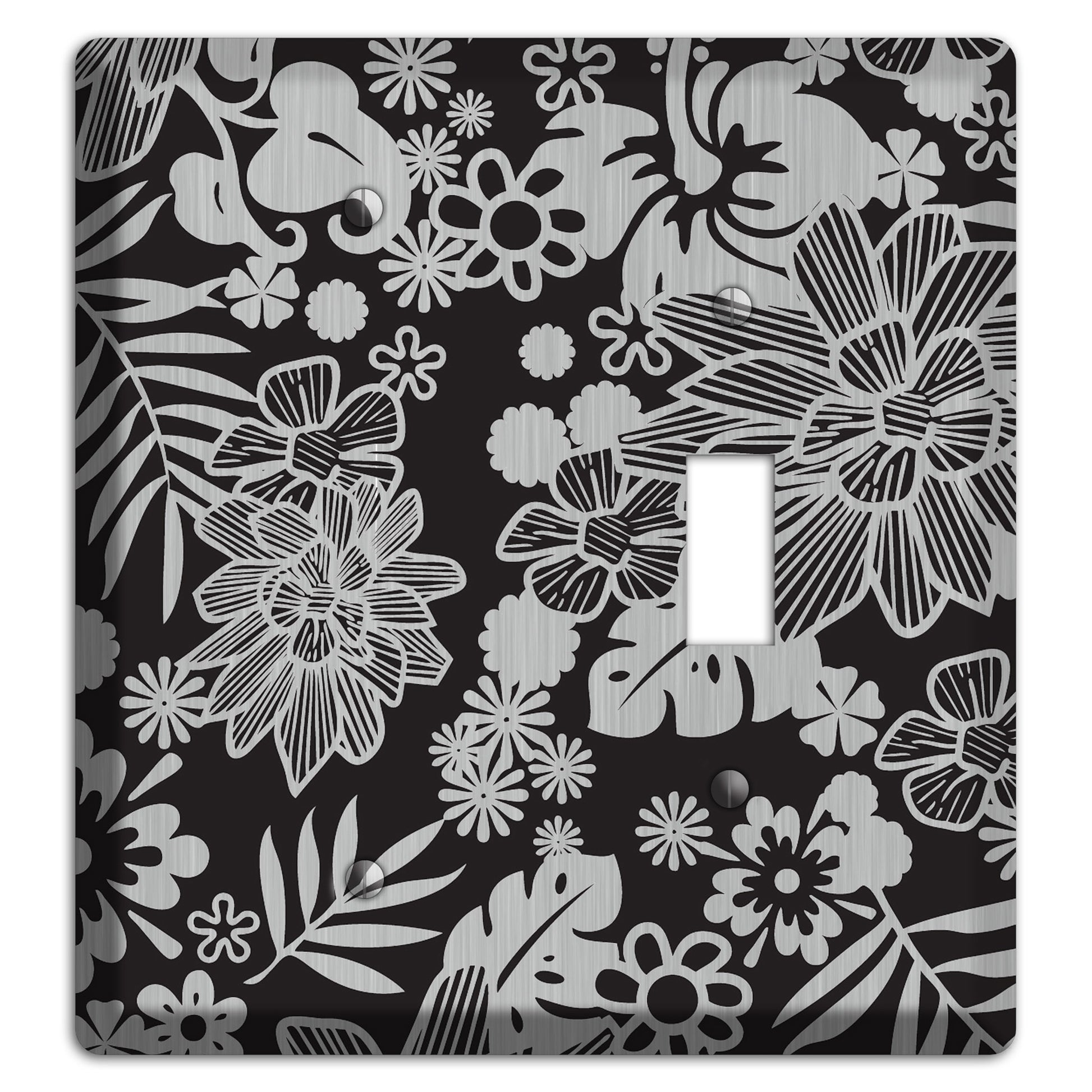 Black with Stainless Tropical Blank / Toggle Wallplate