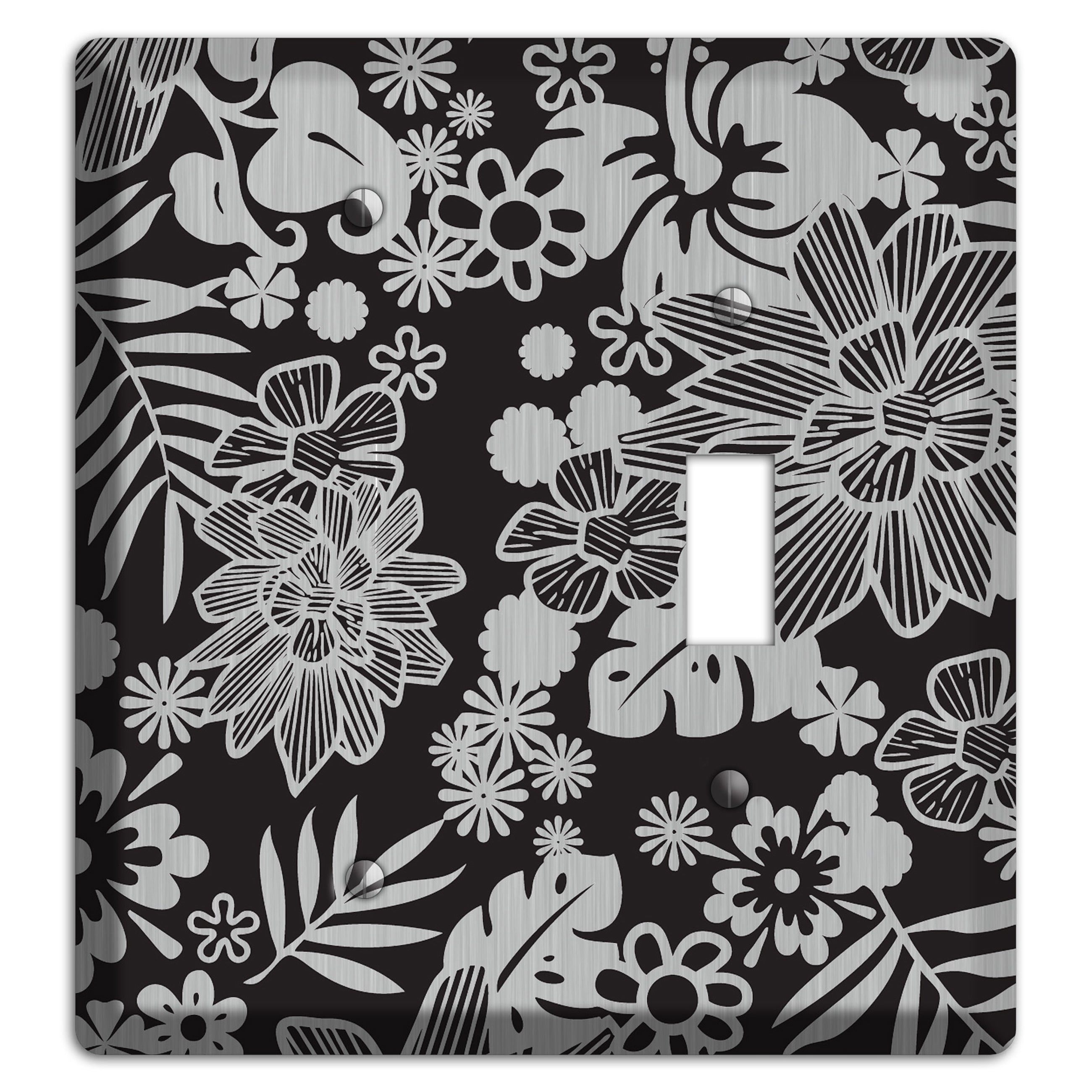 Black with Stainless Tropical Blank / Toggle Wallplate