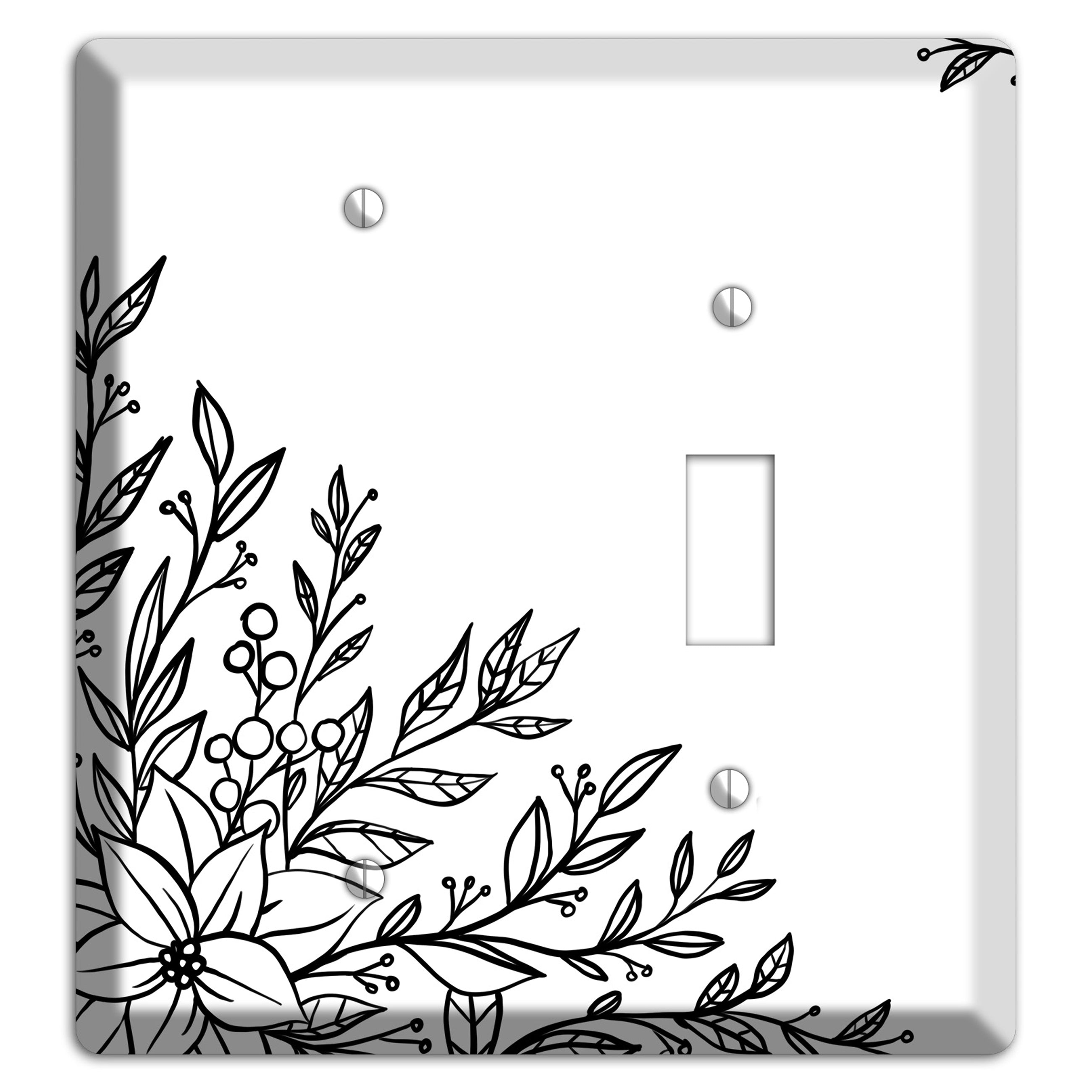 Hand-Drawn Floral 7 Blank / Toggle Wallplate