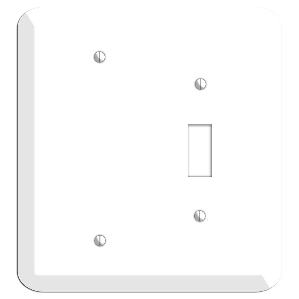 Rounded Corner White Metal Blank / Toggle Wallplate