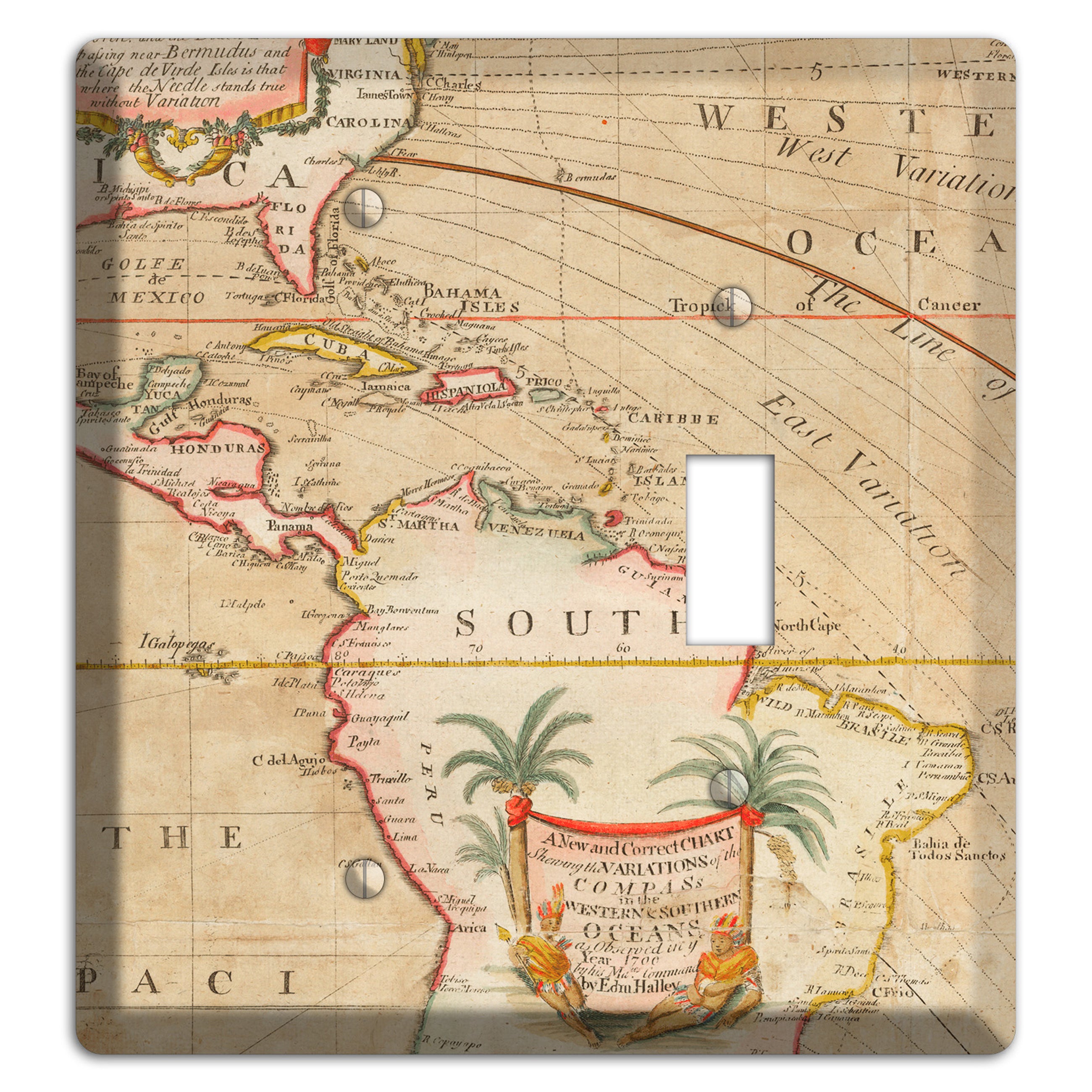 Map of Latin America Blank / Toggle Wallplate