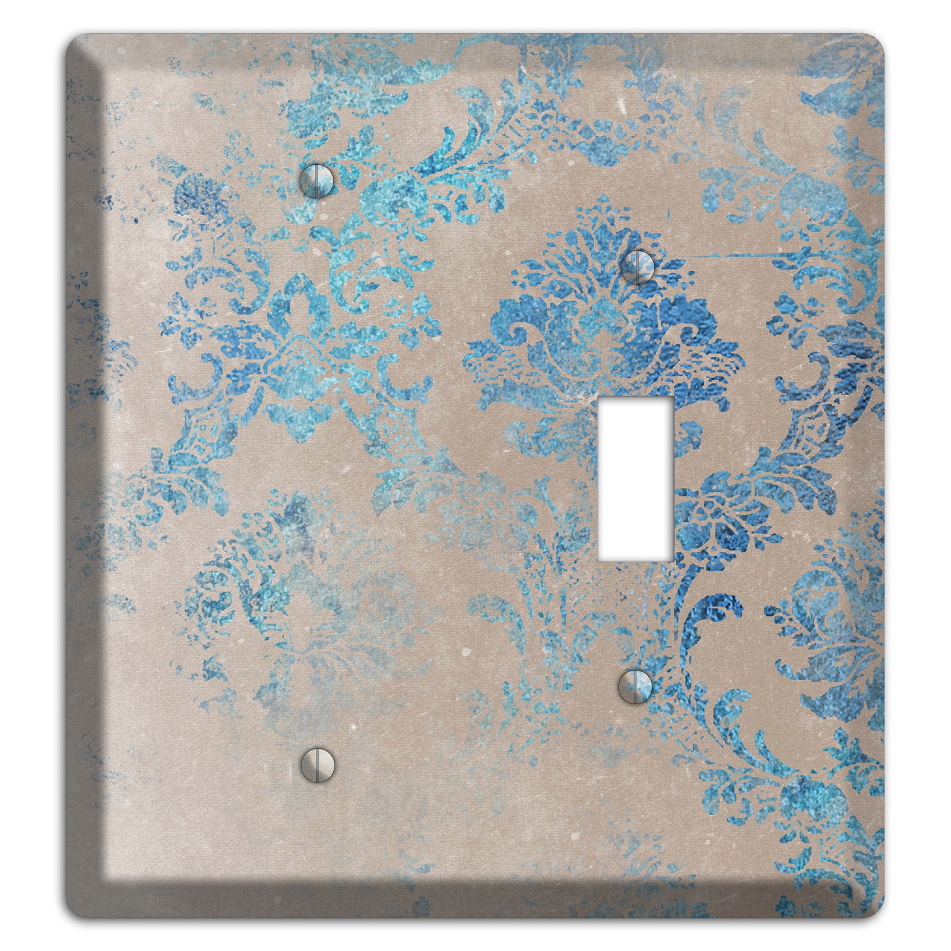 Pewter Whimsical Damask Blank / Toggle Wallplate