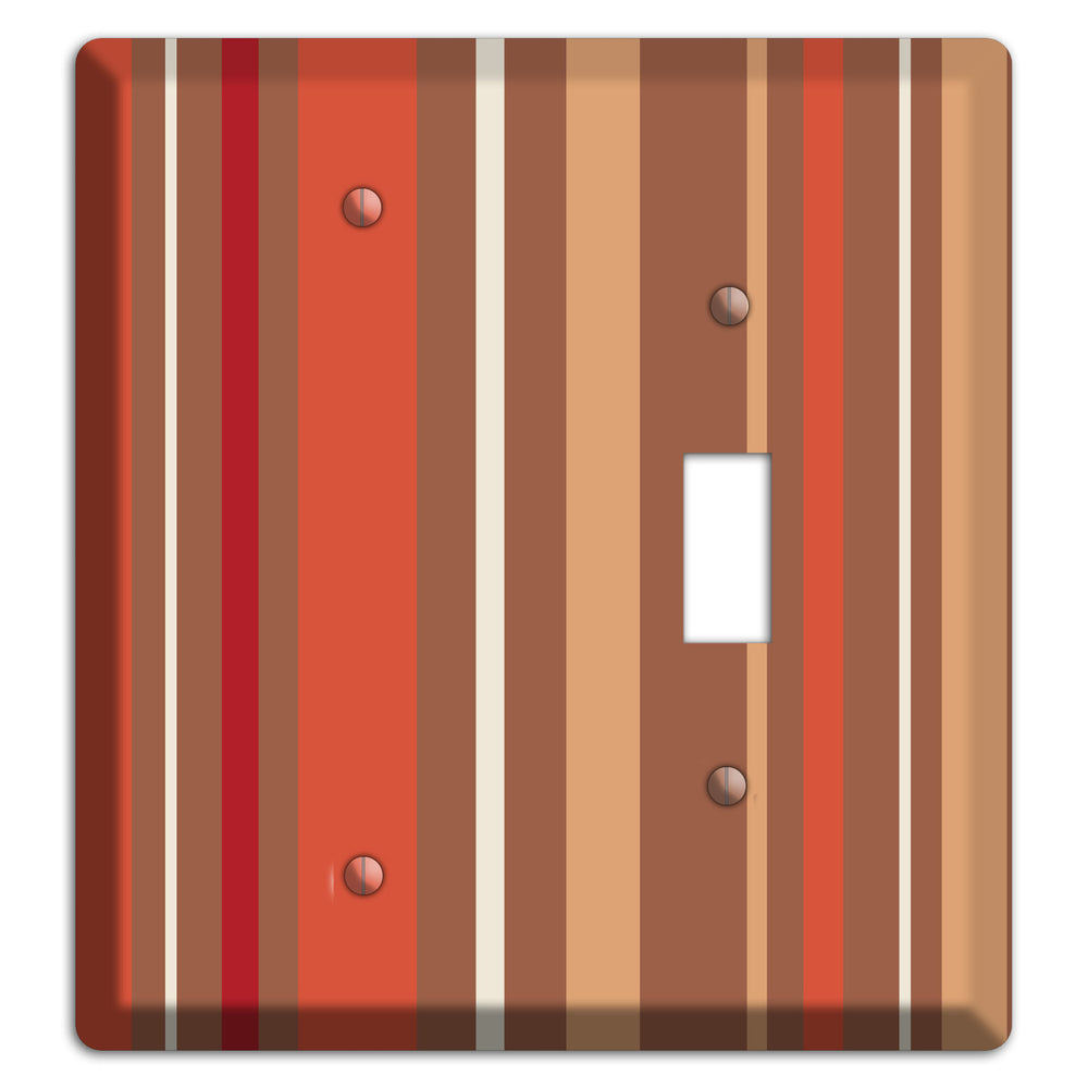 Multi Coral Vertical Stripe Blank / Toggle Wallplate
