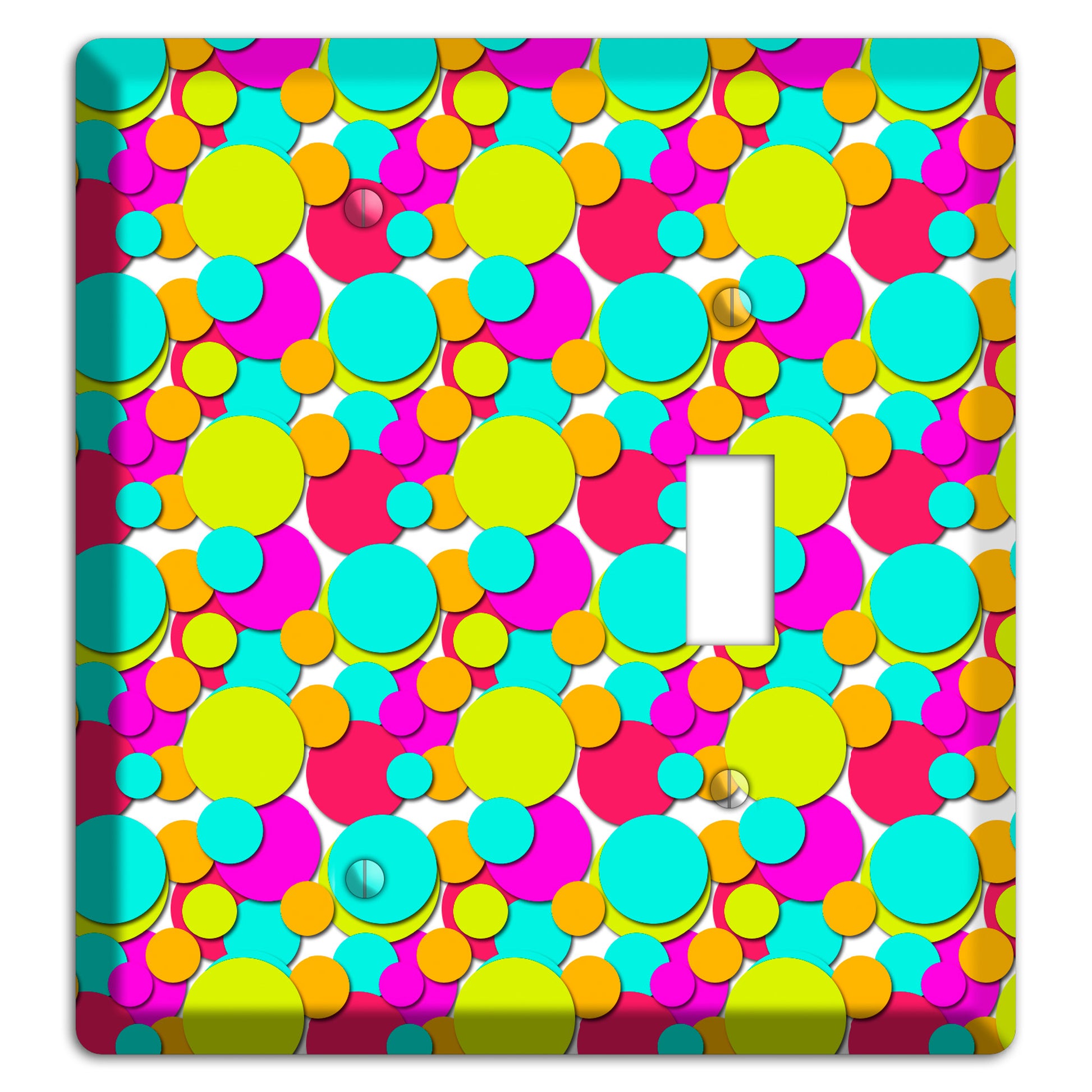Aqua Fuschia Yellow Red Orange Bubble Dots Blank / Toggle Wallplate