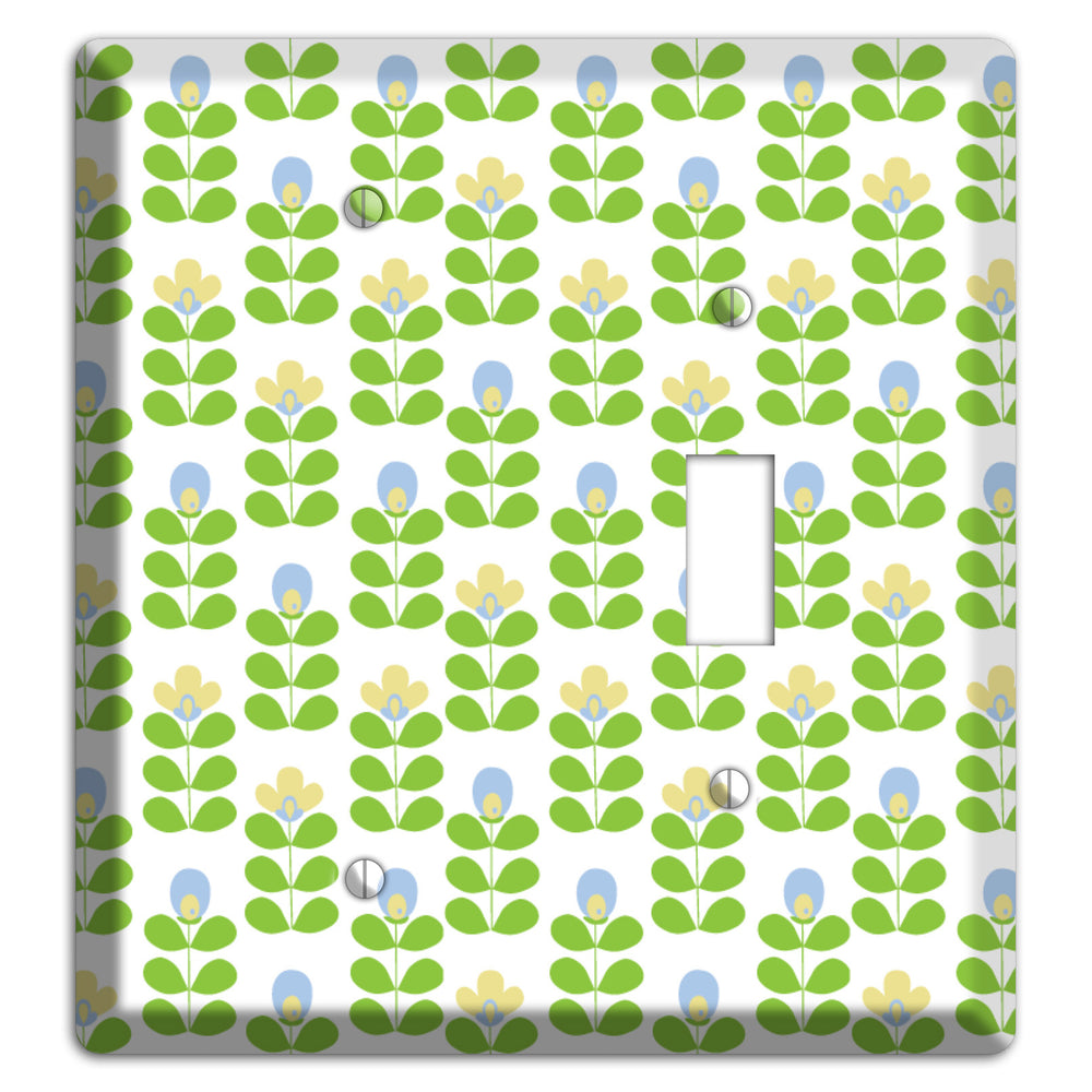 Green Deco Floral Half Drop Blank / Toggle Wallplate