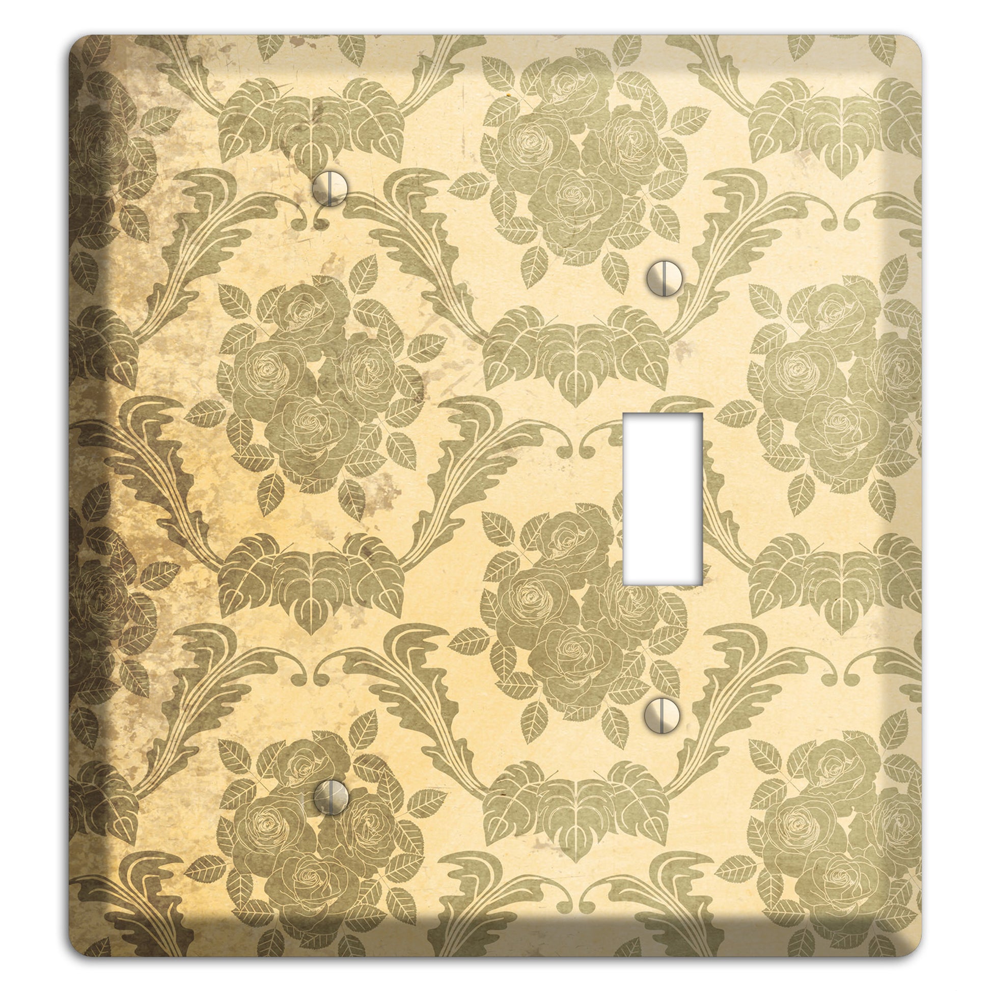 Straw Vintage Rose Damask Blank / Toggle Wallplate
