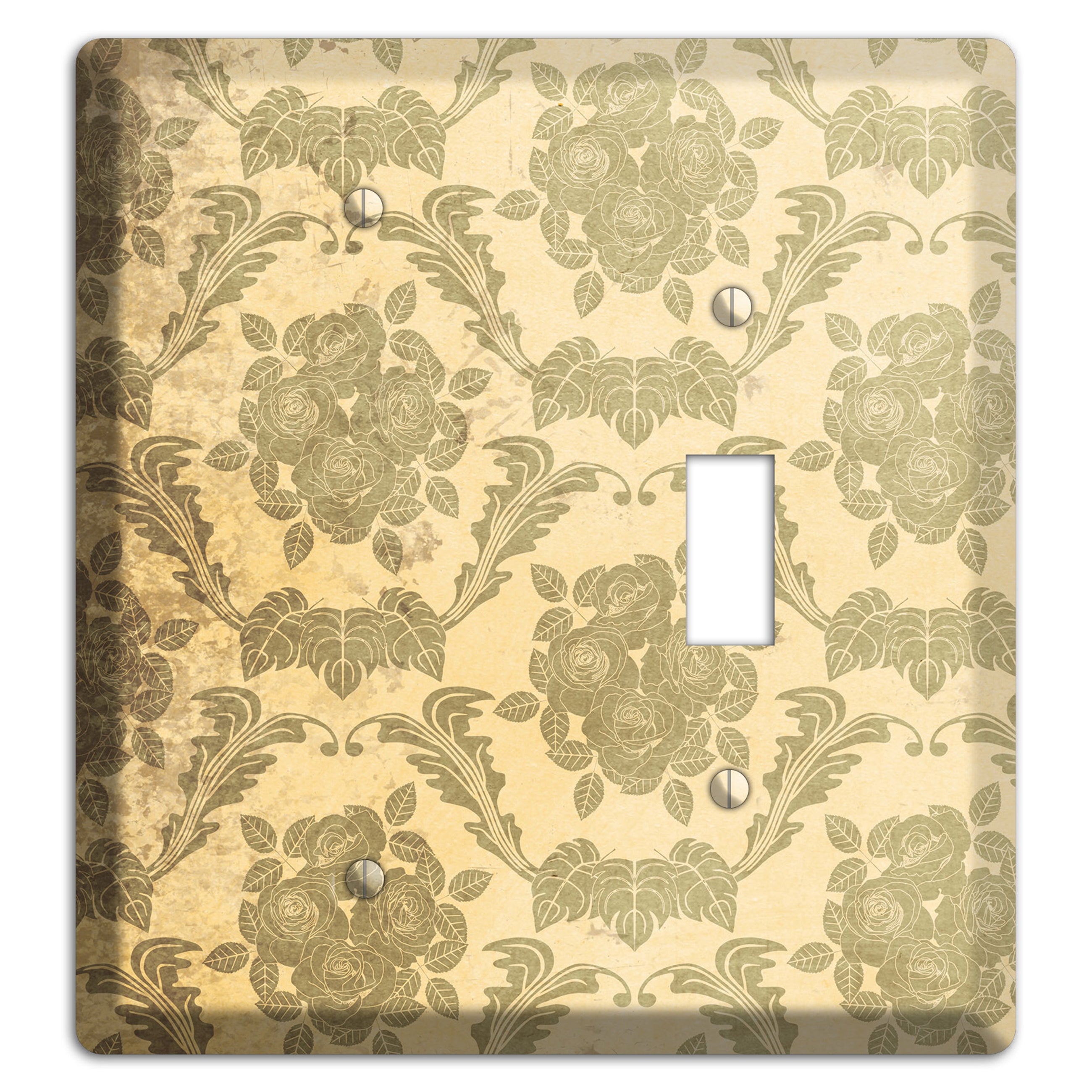 Straw Vintage Rose Damask Blank / Toggle Wallplate
