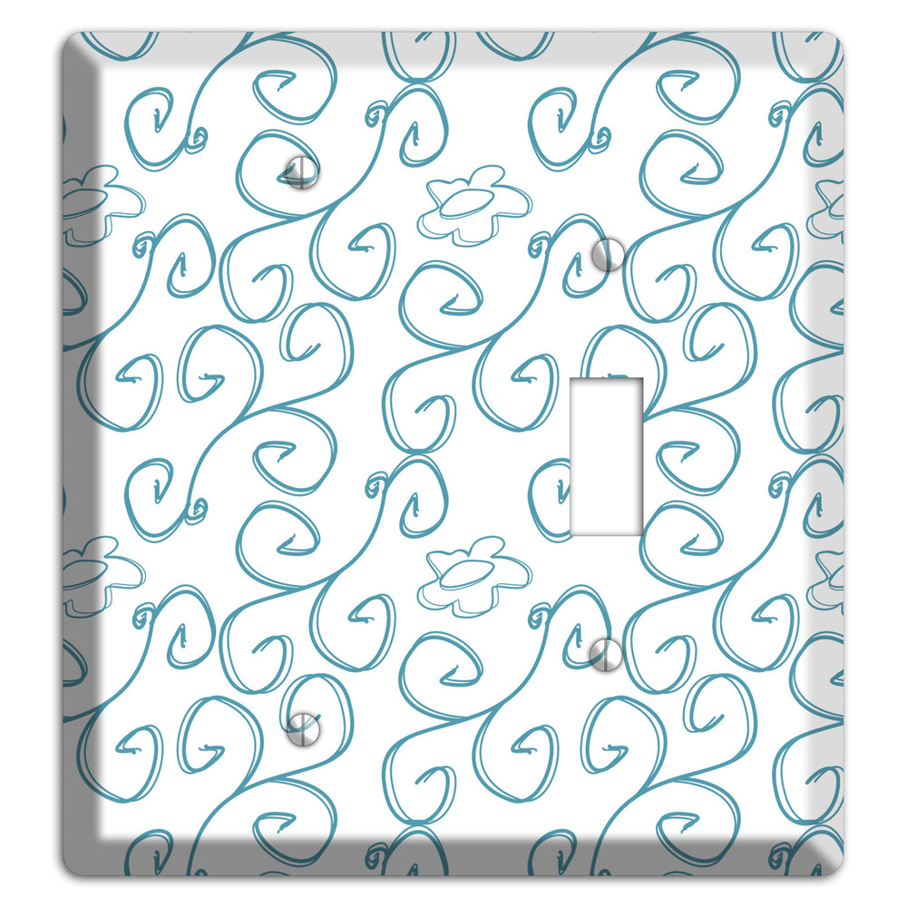 Blue Scroll Flower Contour Blank / Toggle Wallplate