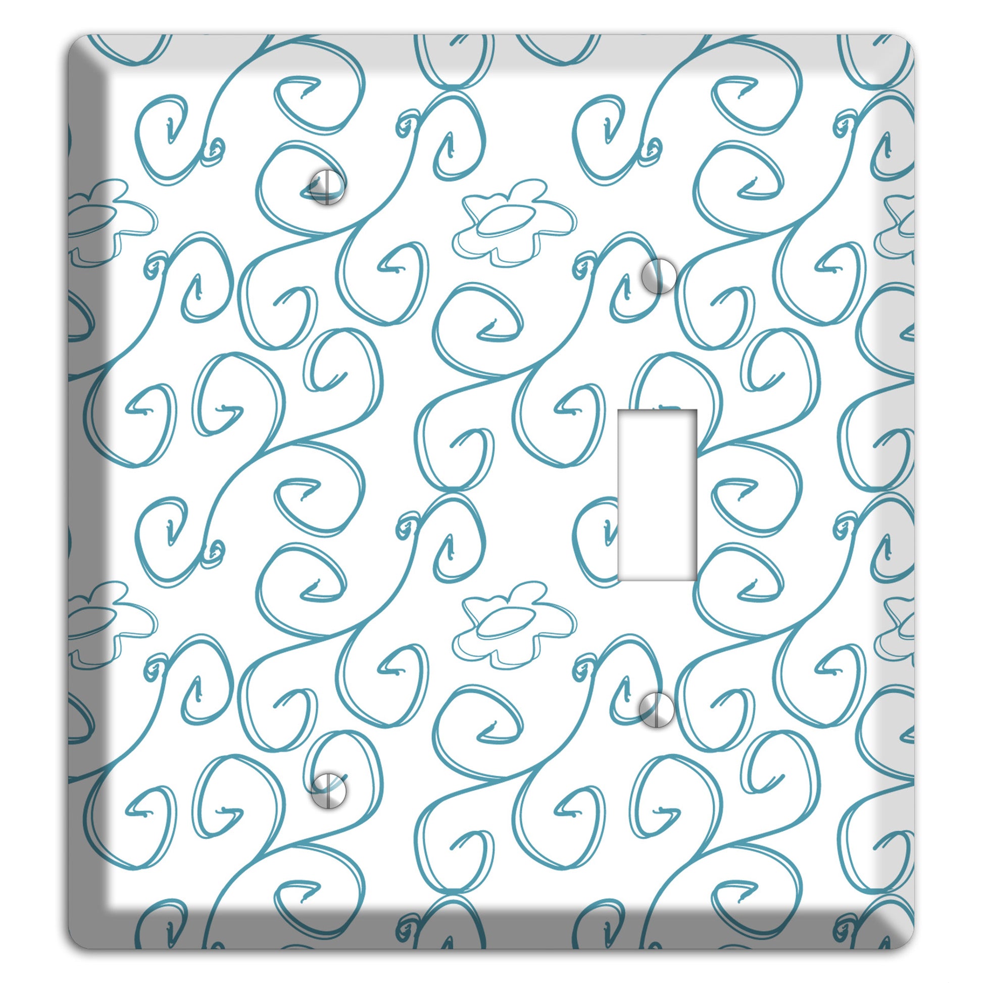 Blue Scroll Flower Contour Blank / Toggle Wallplate
