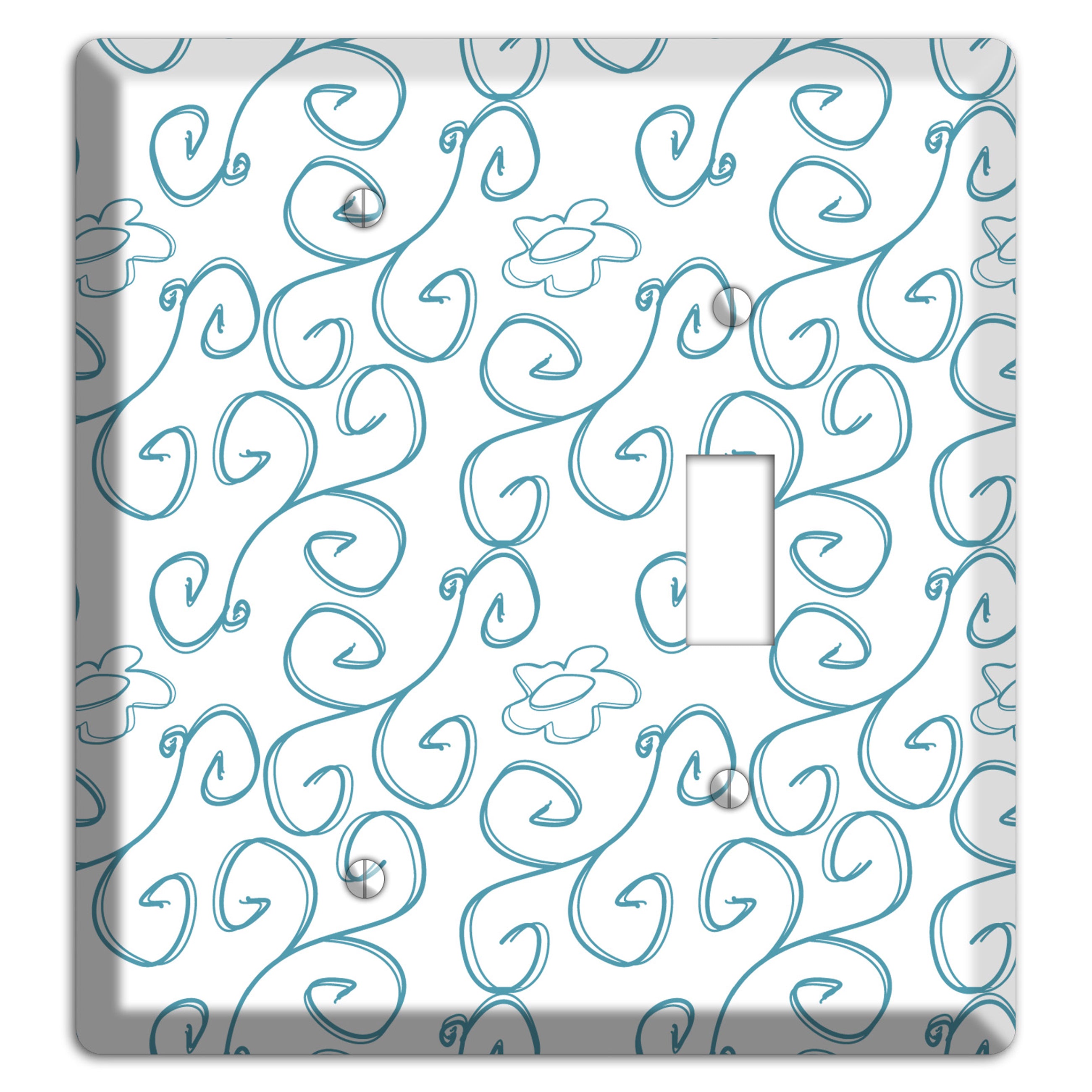 Blue Scroll Flower Contour Blank / Toggle Wallplate
