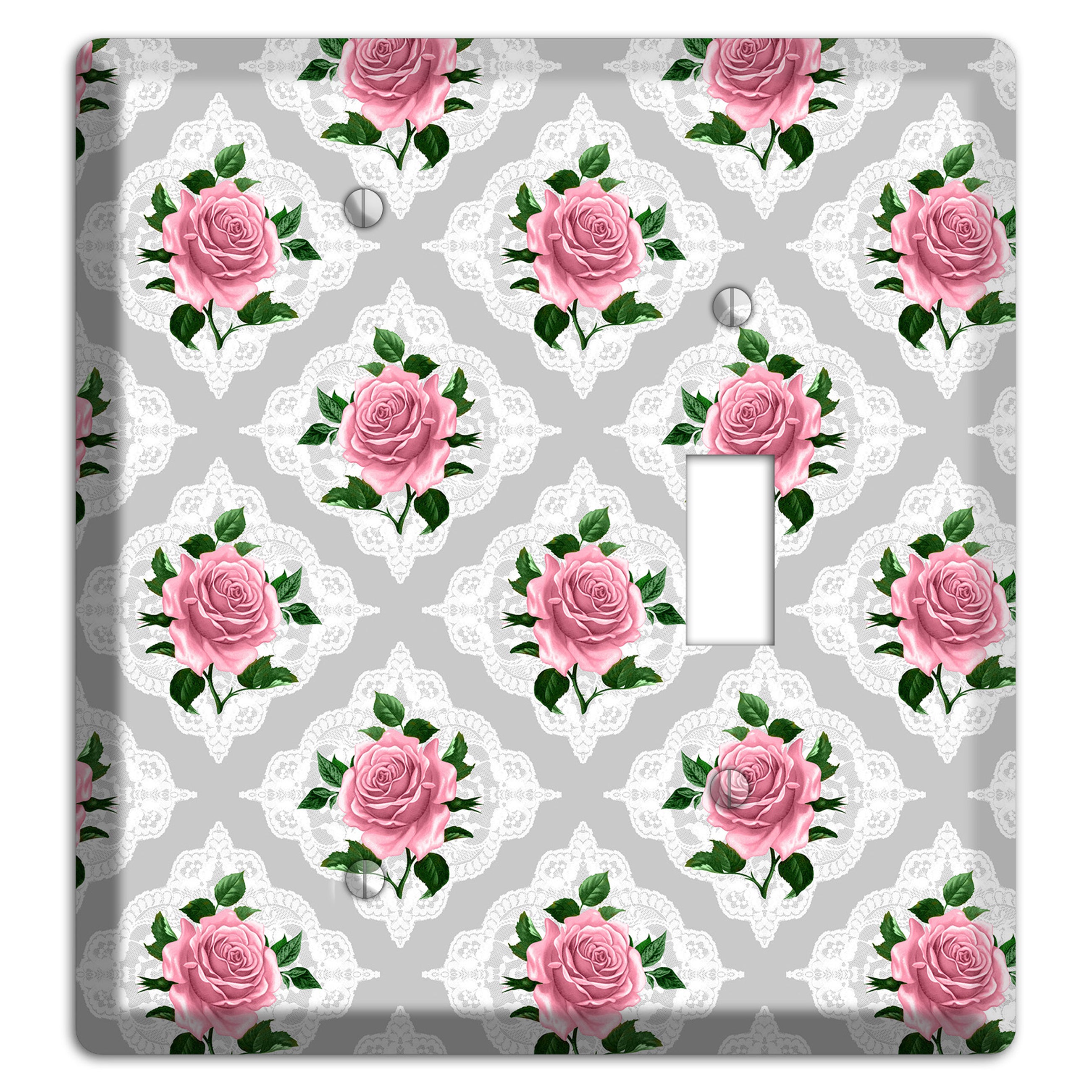 Gray Rose Doily Blank / Toggle Wallplate