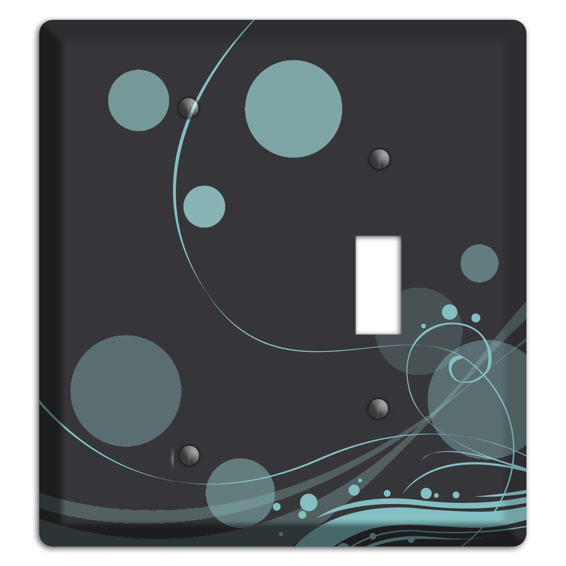 Dark Grey with Blue-grey Dots and Swirls Blank / Toggle Wallplate