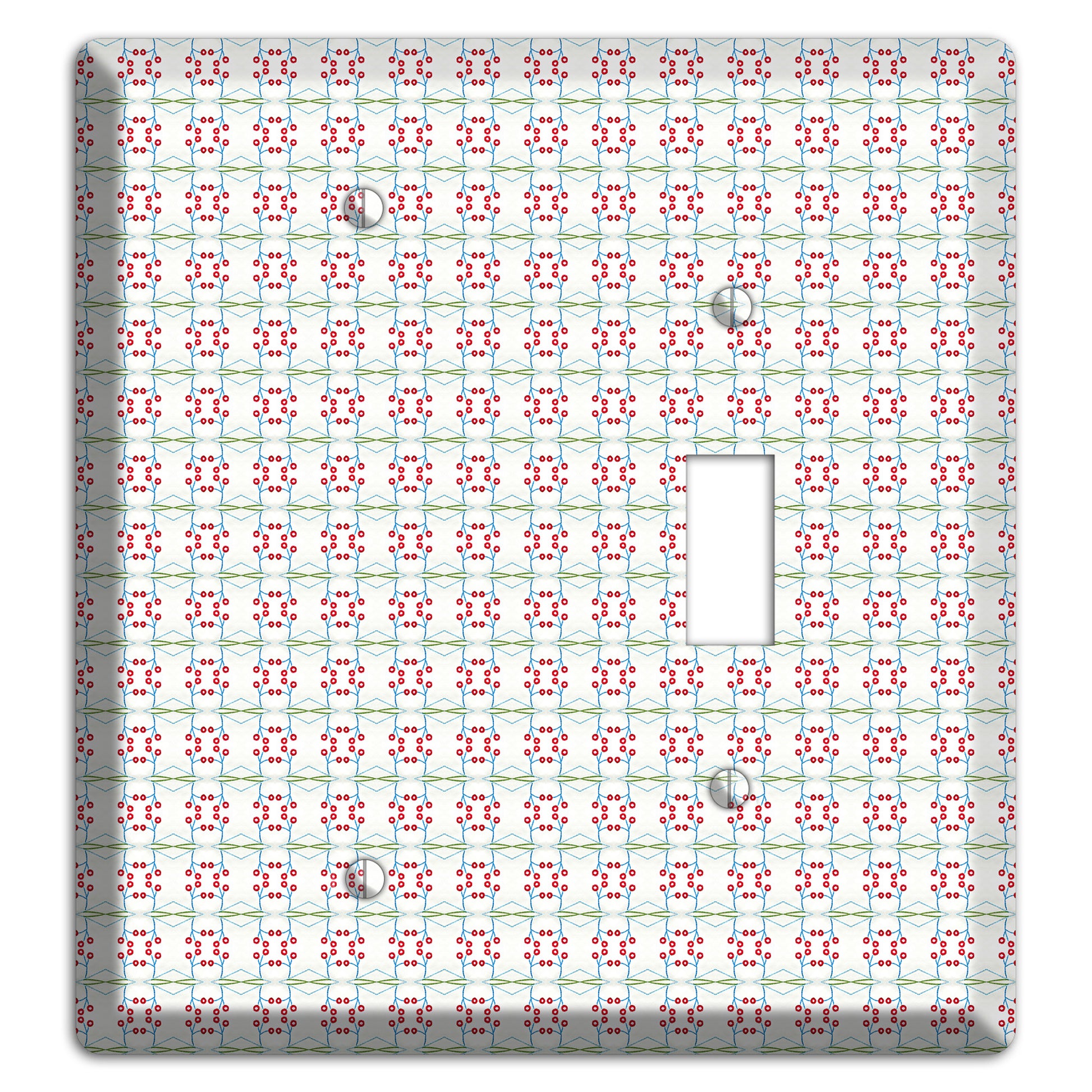 White with Red and Green Tapestry Blank / Toggle Wallplate