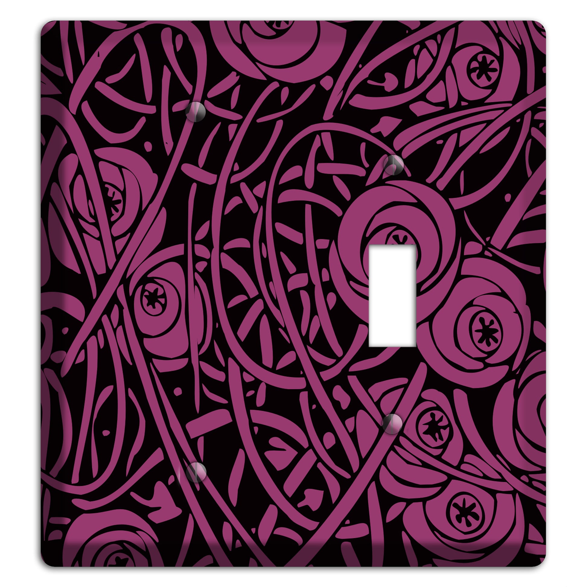 Fuschia Deco Floral Blank / Toggle Wallplate