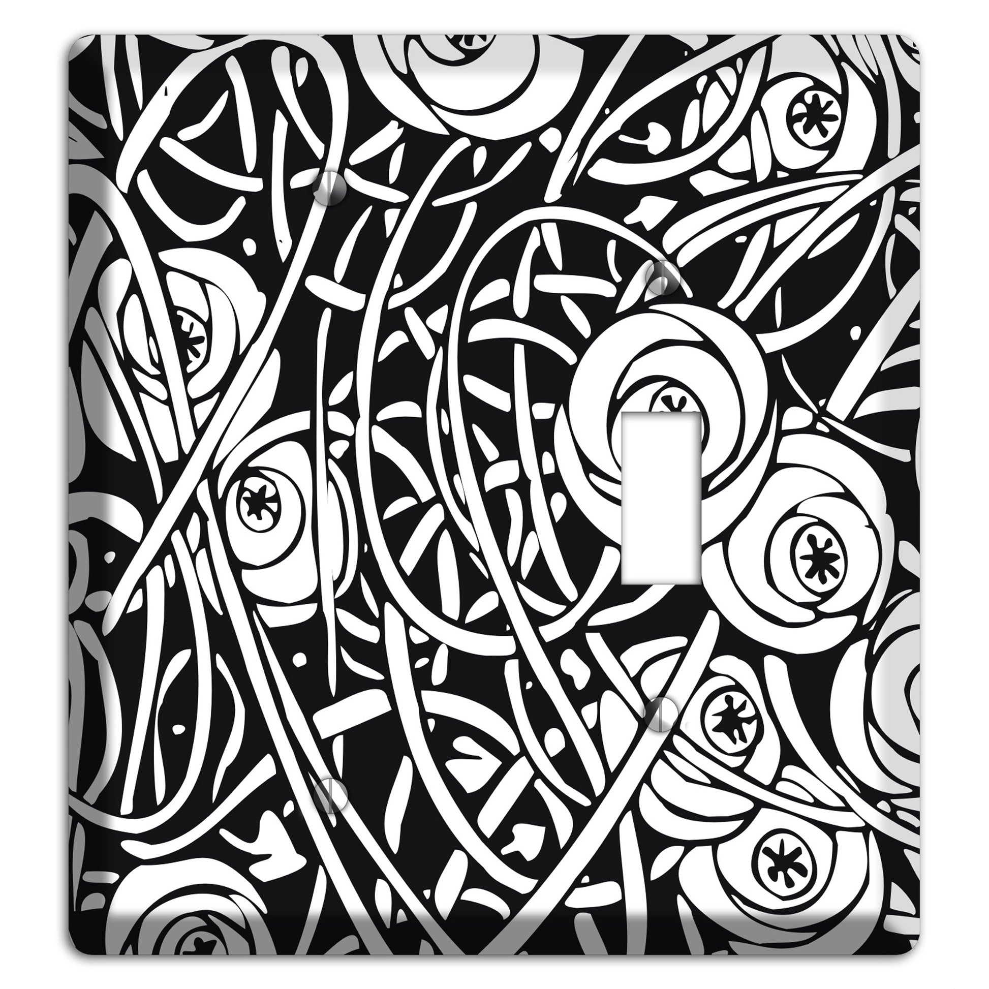 Black and White Deco Floral Blank / Toggle Wallplate