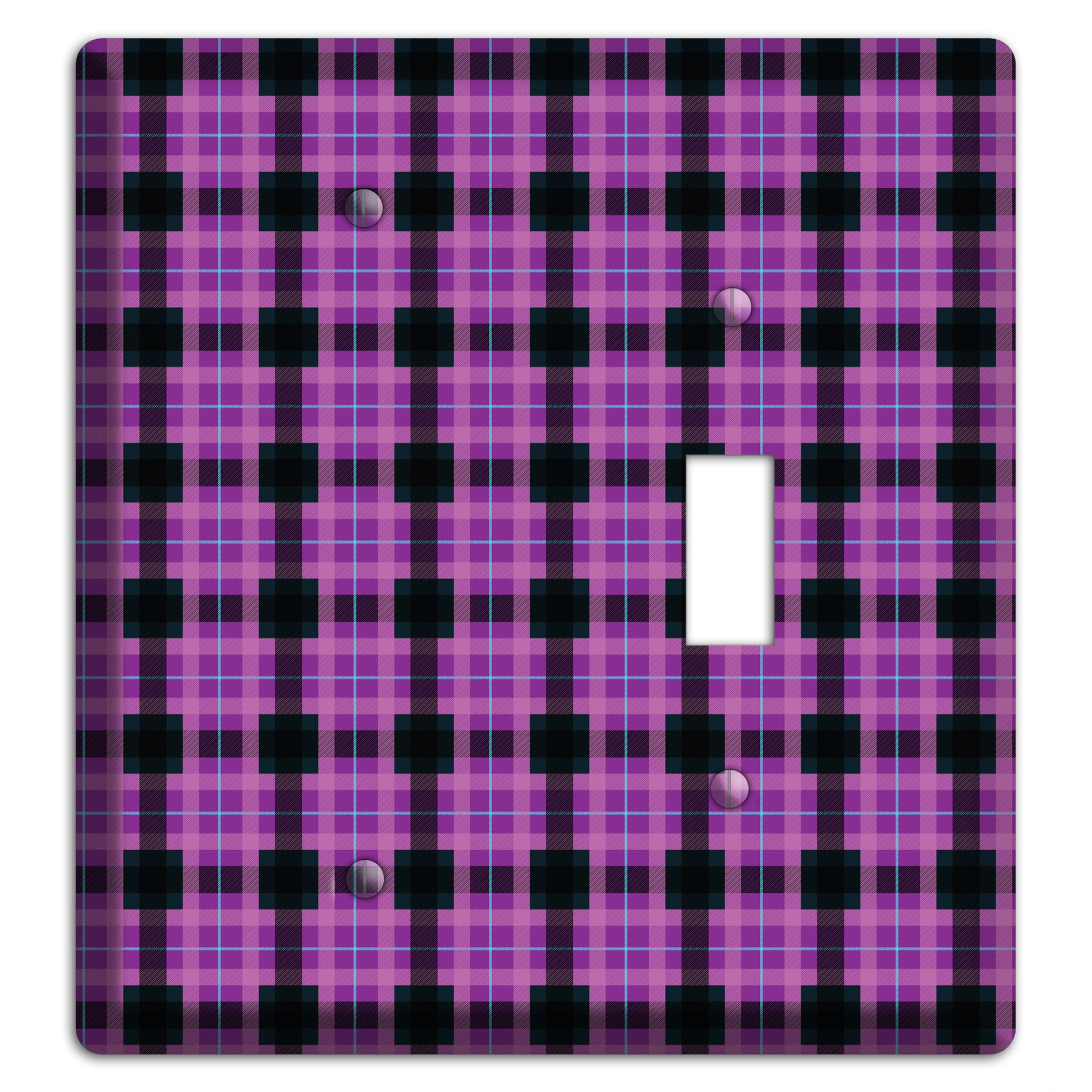Purple and Black Plaid Blank / Toggle Wallplate
