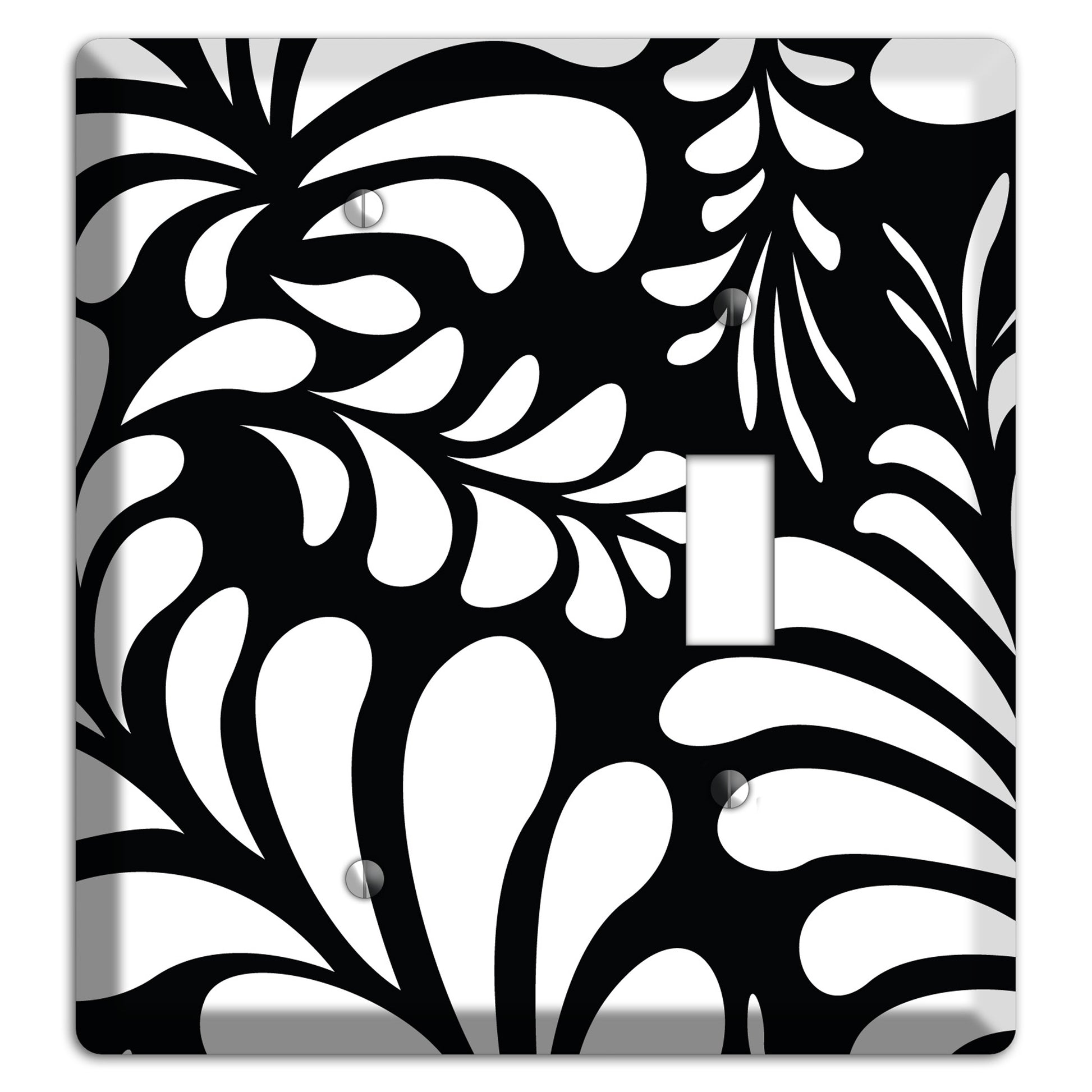 Black with White Herati Blank / Toggle Wallplate