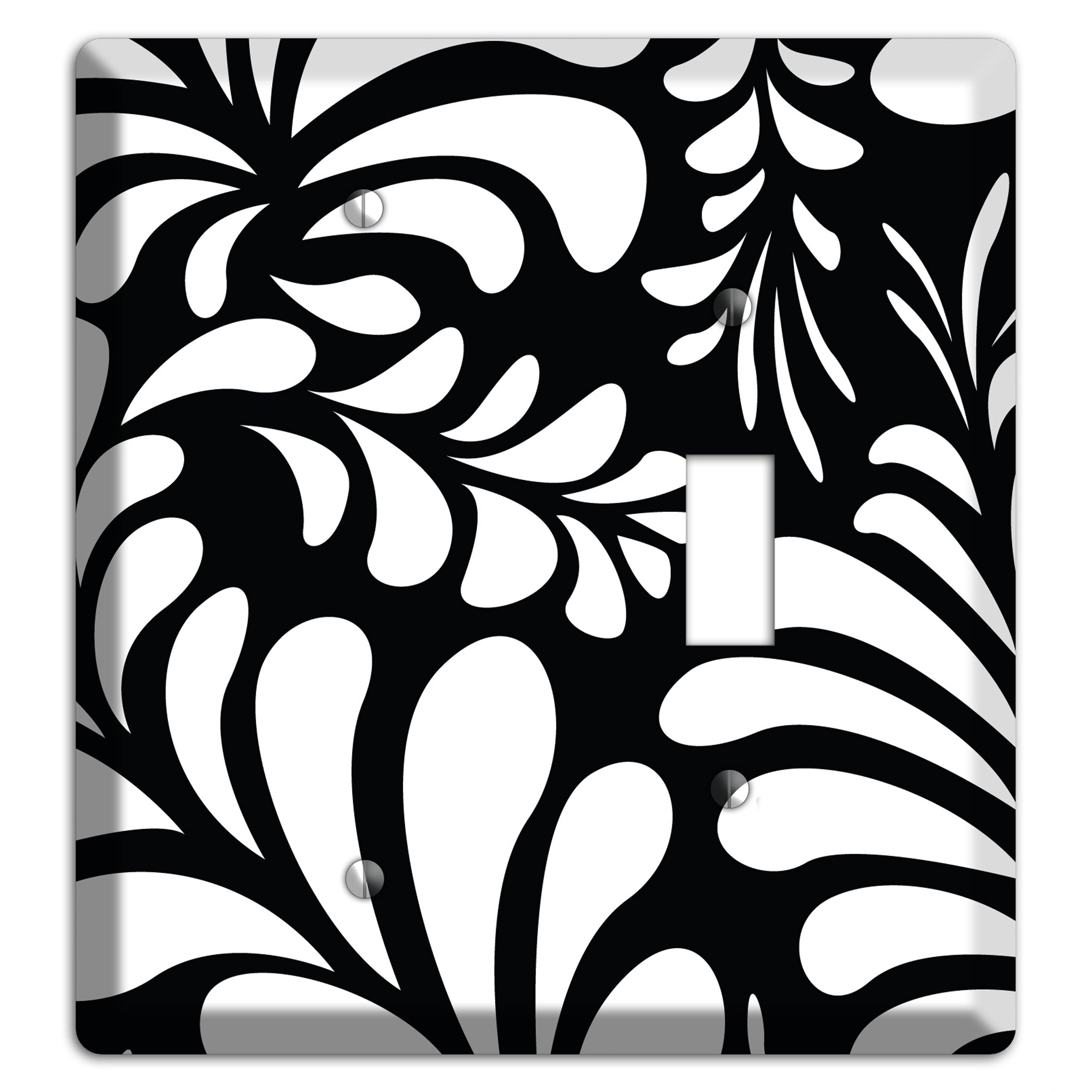 Black with White Herati Blank / Toggle Wallplate