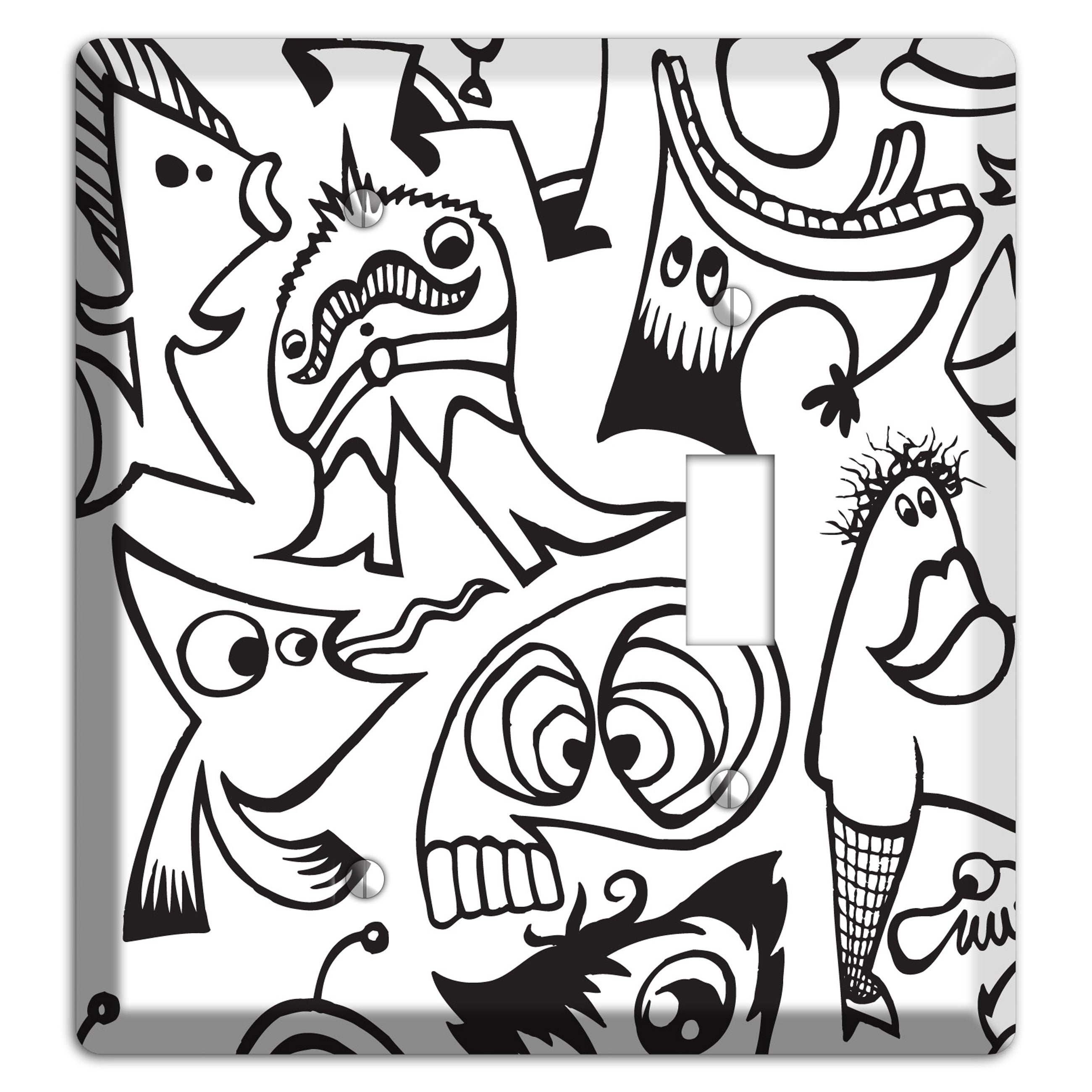 Black and White Whimsical Faces 2 Blank / Toggle Wallplate