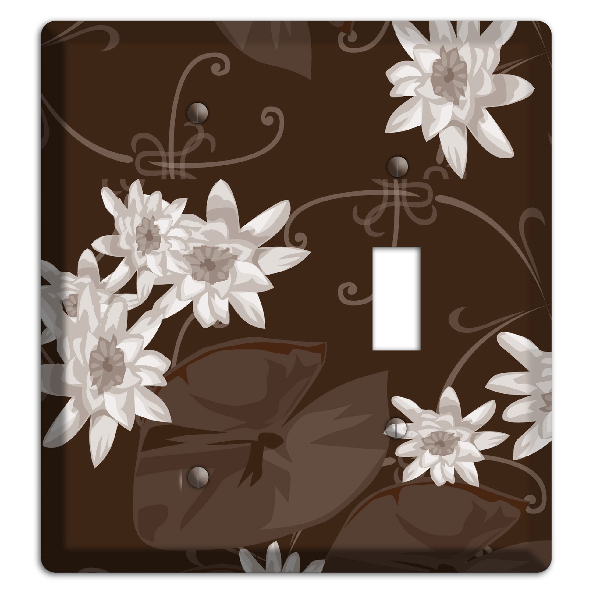 Brown with White Blooms Blank / Toggle Wallplate
