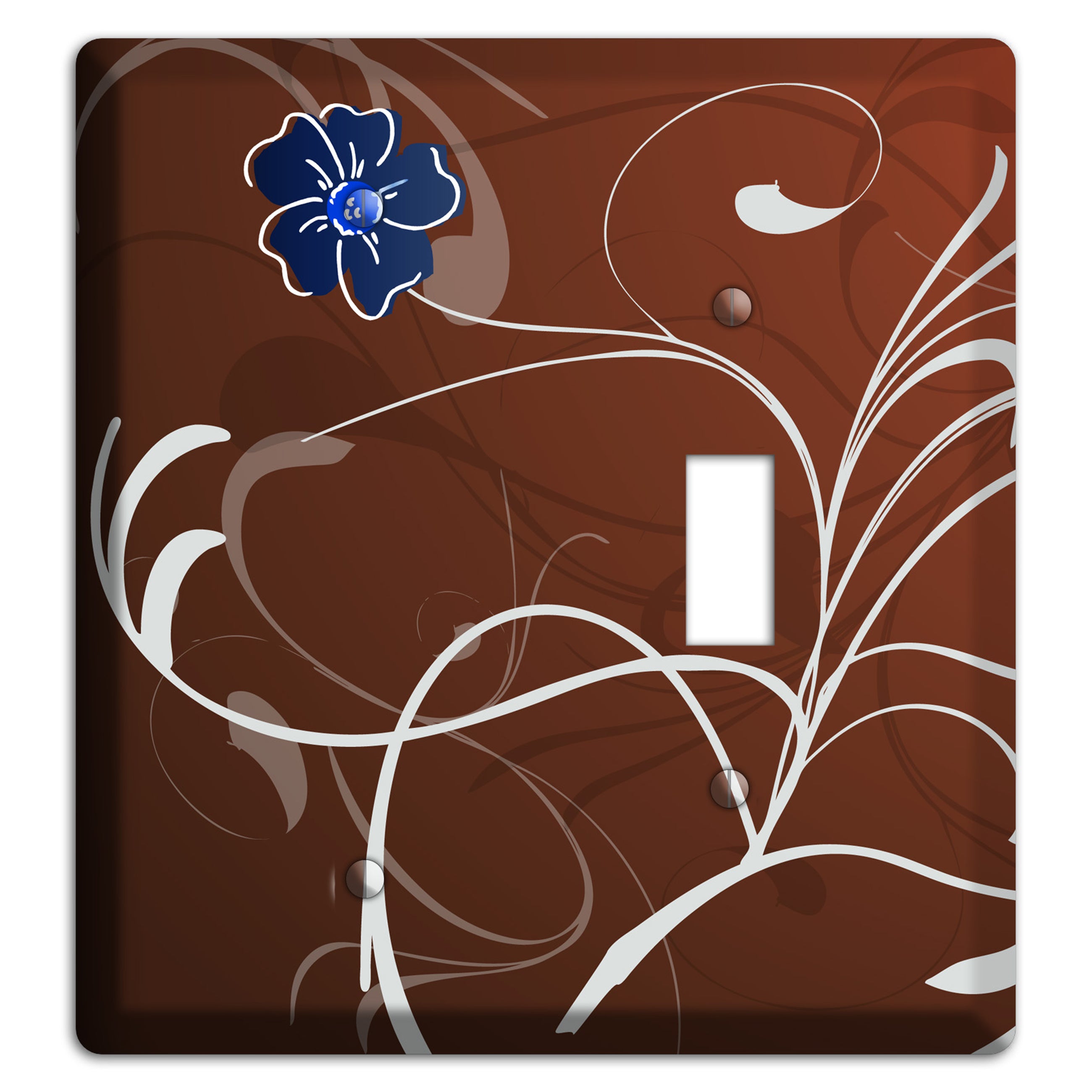 Brown Flower with Swirl Blank / Toggle Wallplate