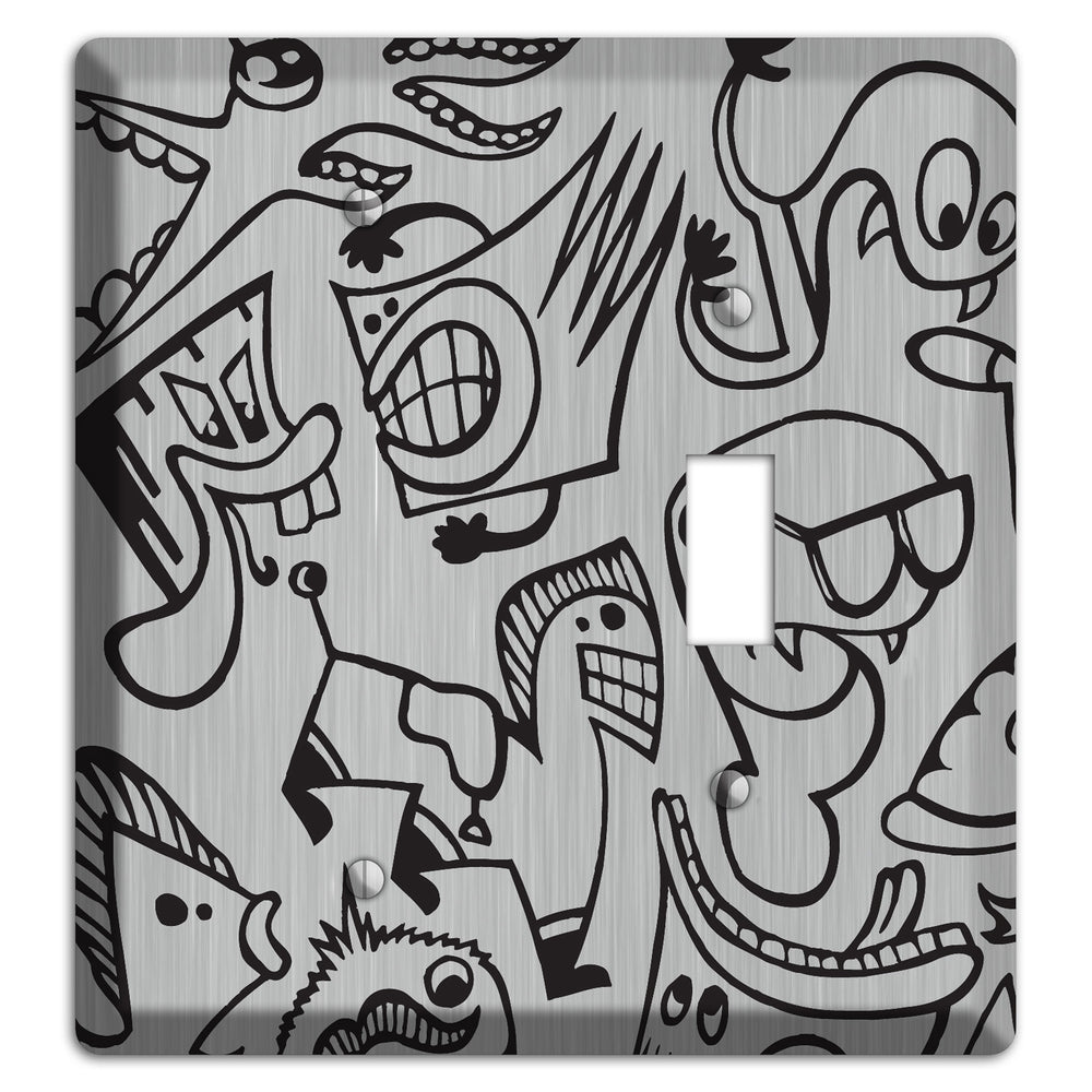 Whimsical Faces 1 Stainless Steel Blank / Toggle Wallplate