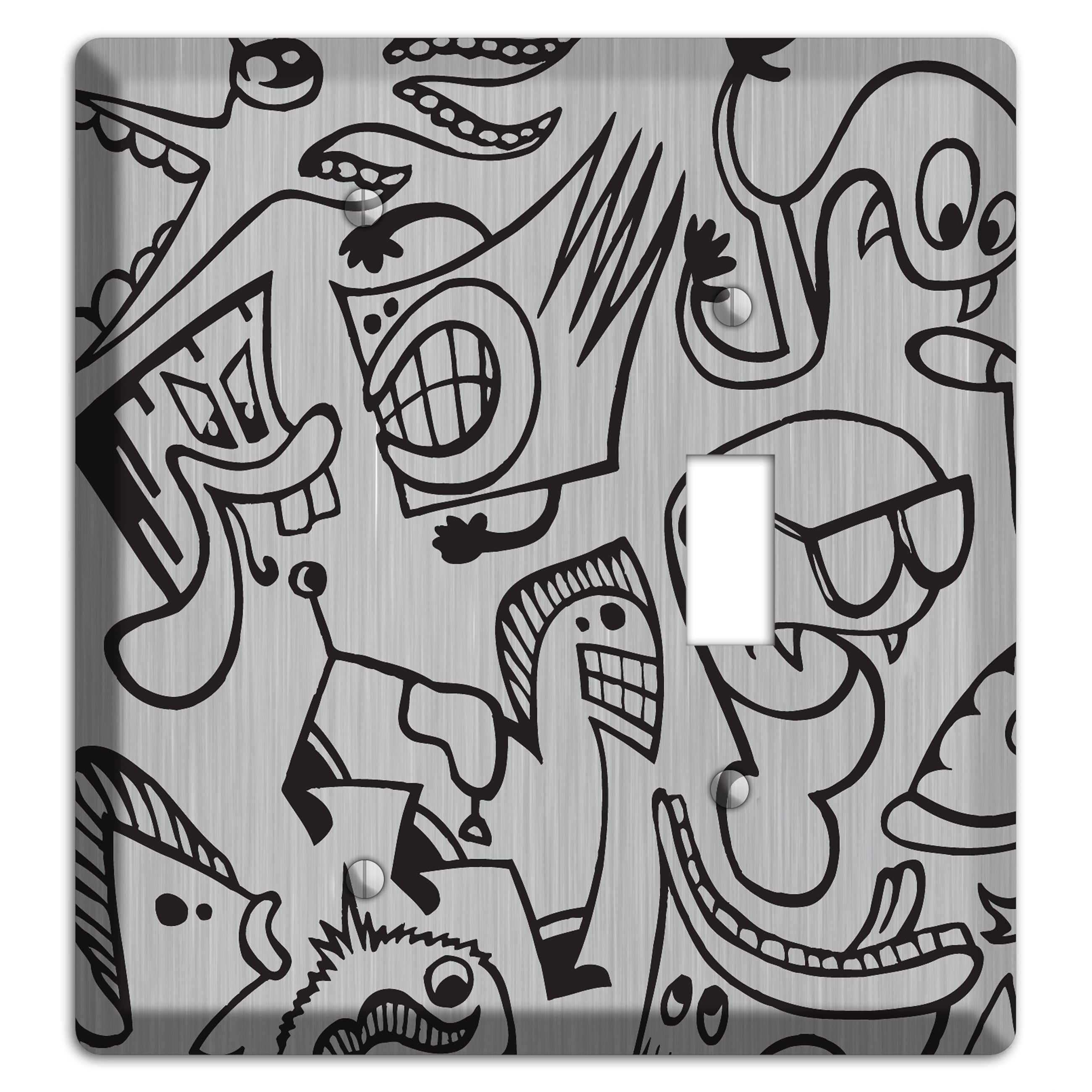 Whimsical Faces 1  Stainless Blank / Toggle Wallplate