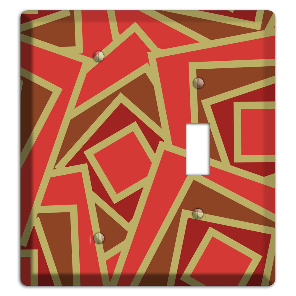 Red and Brown Retro Cubist Blank / Toggle Wallplate