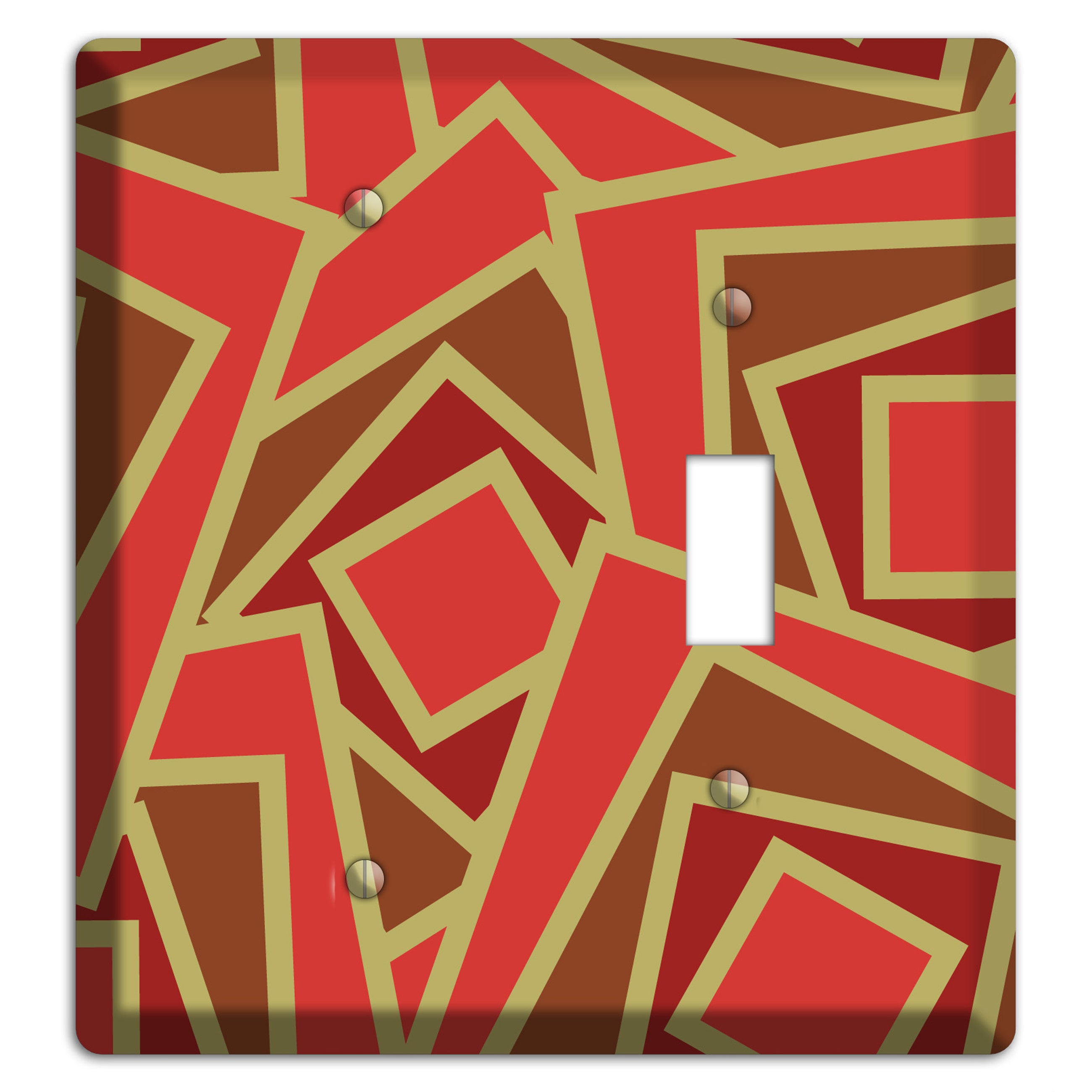 Red and Brown Retro Cubist Blank / Toggle Wallplate