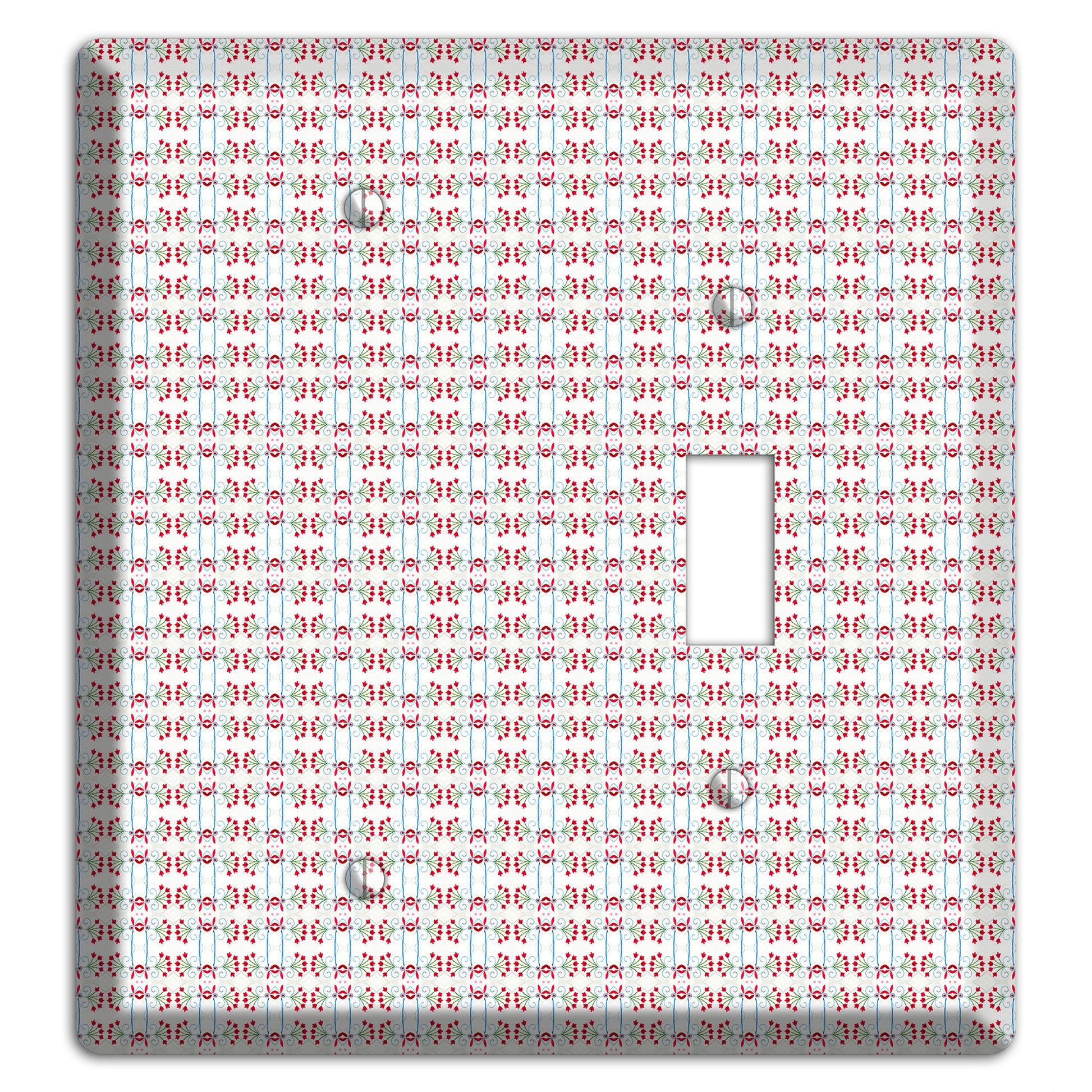 White with Red Blue Tapestry Blank / Toggle Wallplate