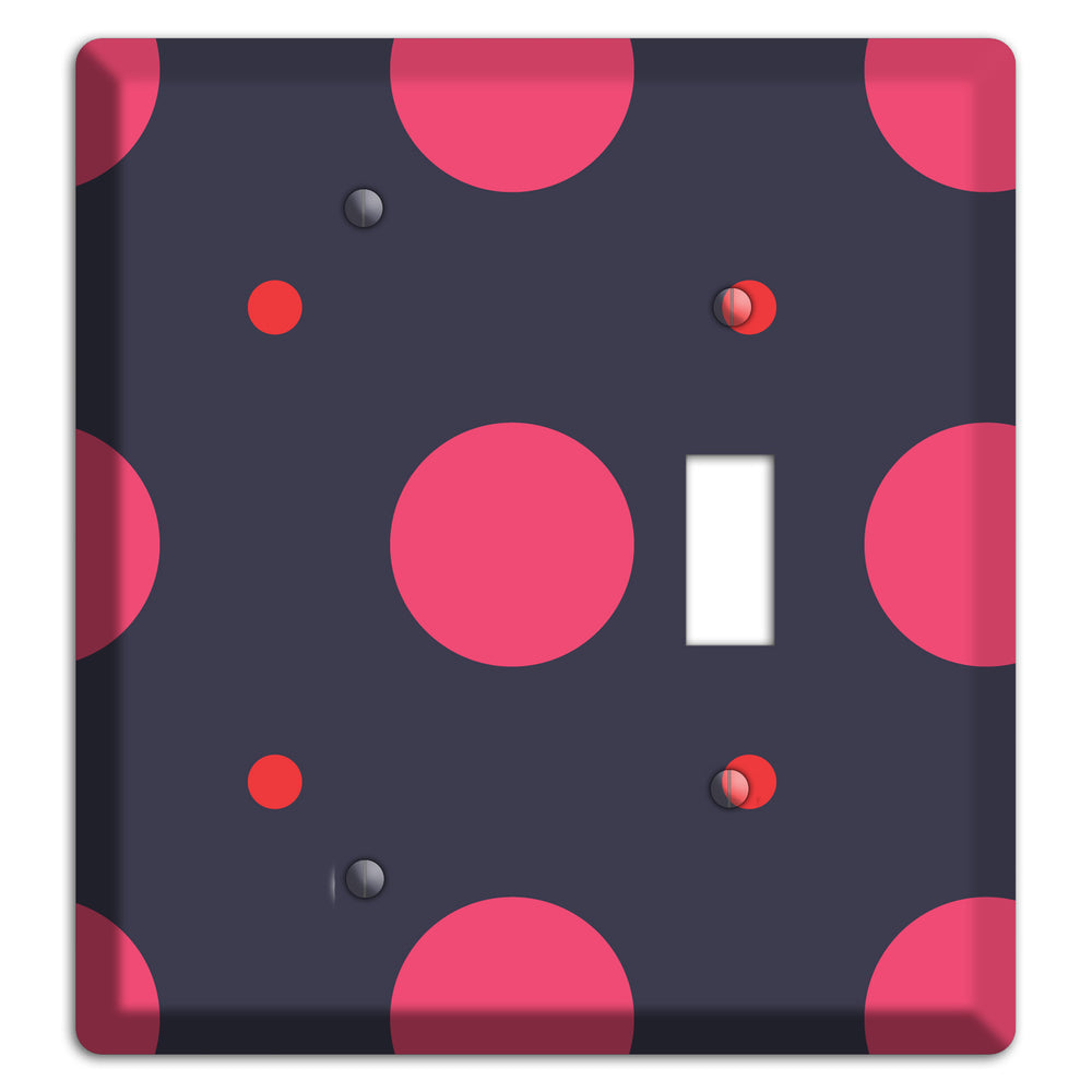 Dark Grey with Fuschia Multi Tiled Medium Dots Blank / Toggle Wallplate