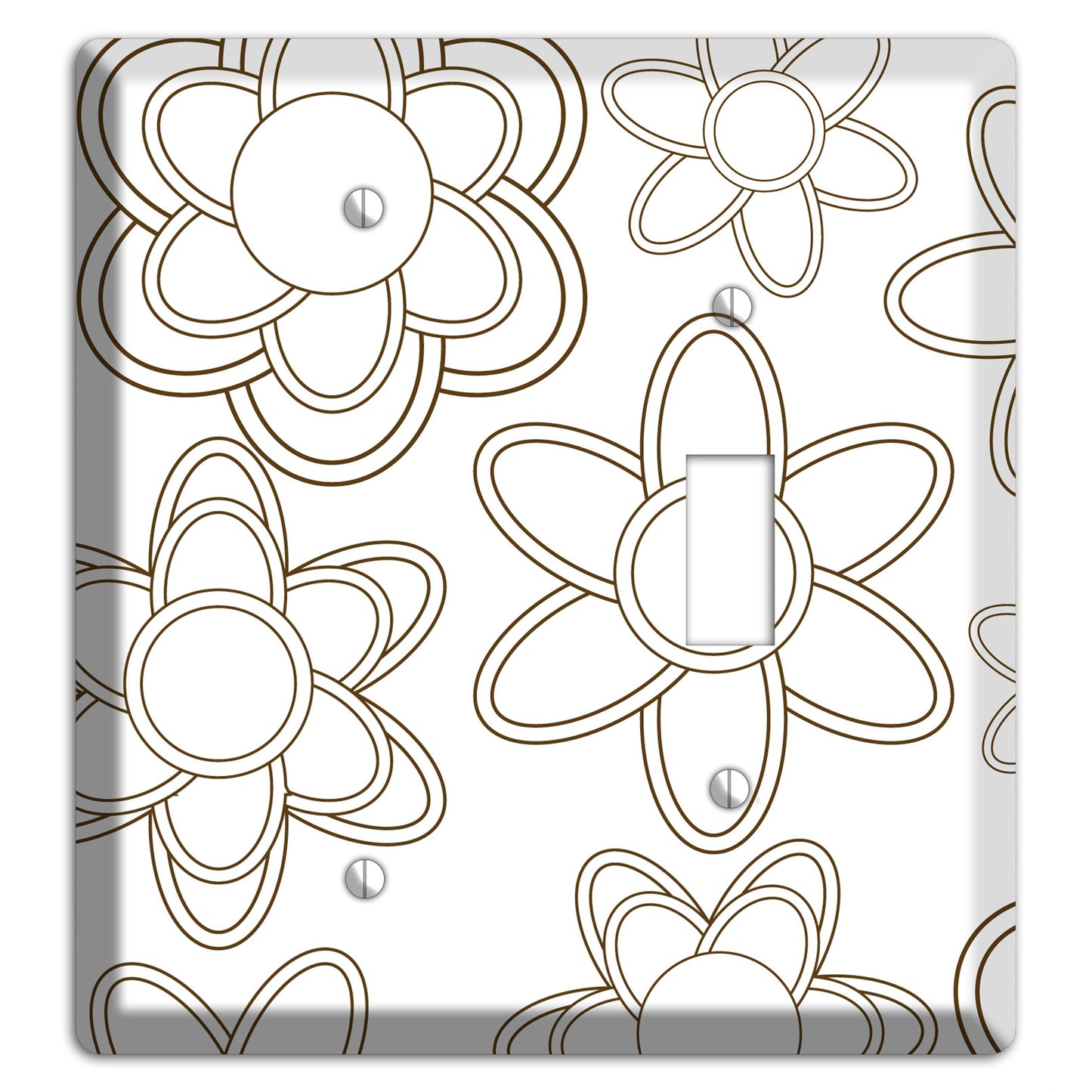 White with Retro Floral Contour Blank / Toggle Wallplate