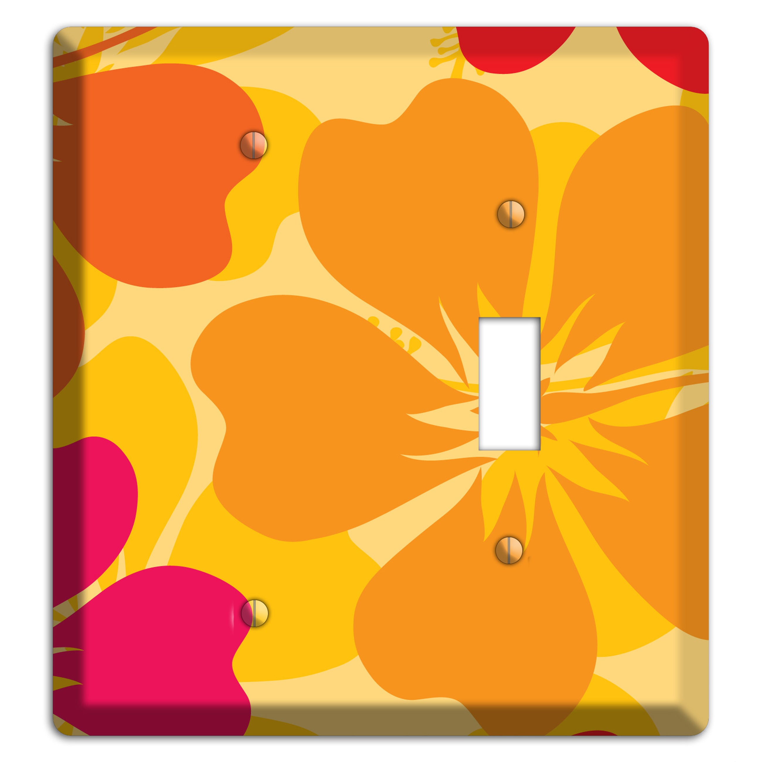 Orange Retro Flowers 2 Blank / Toggle Wallplate