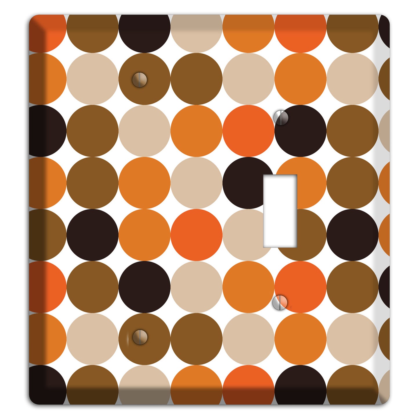 Orange Brown Black Beige Tiled Dots Blank / Toggle Wallplate