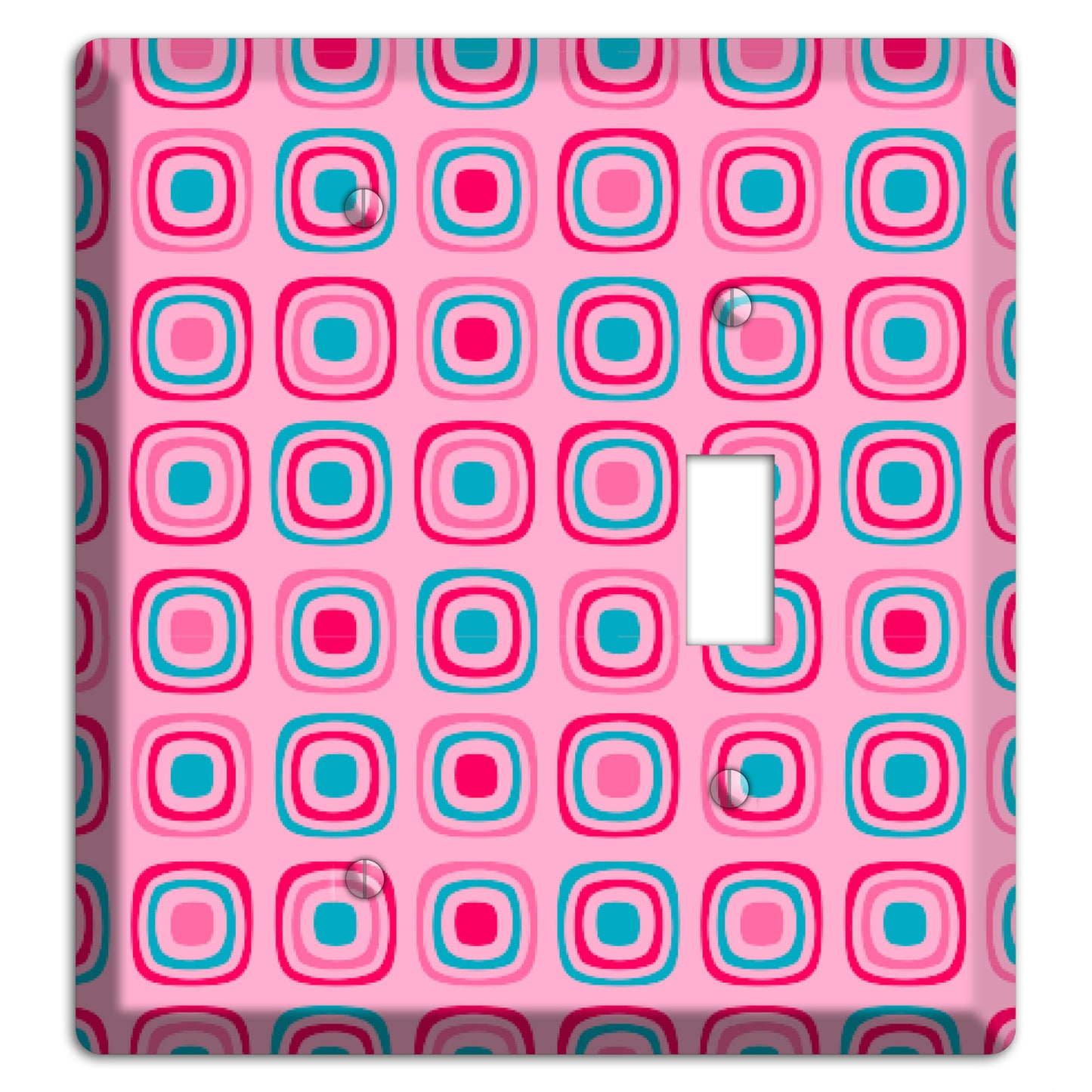 Pink and Blue Rounded Squares Blank / Toggle Wallplate