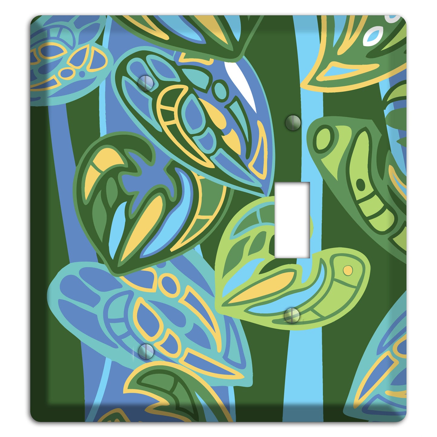 Pacific Blue and Green Blank / Toggle Wallplate